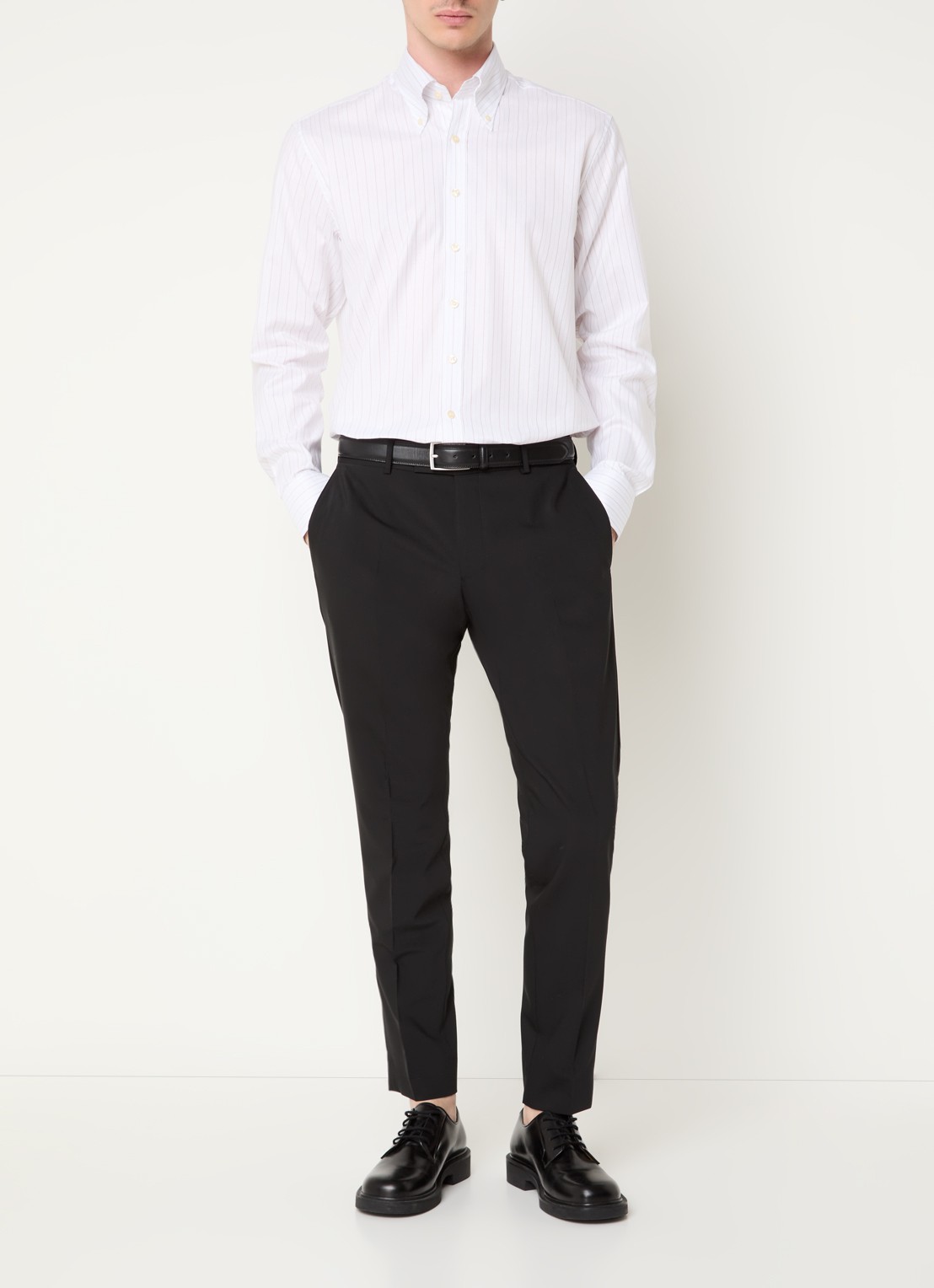 Oscar Jacobson Regular fit overhemd met streepprint - voorkant 3 wit