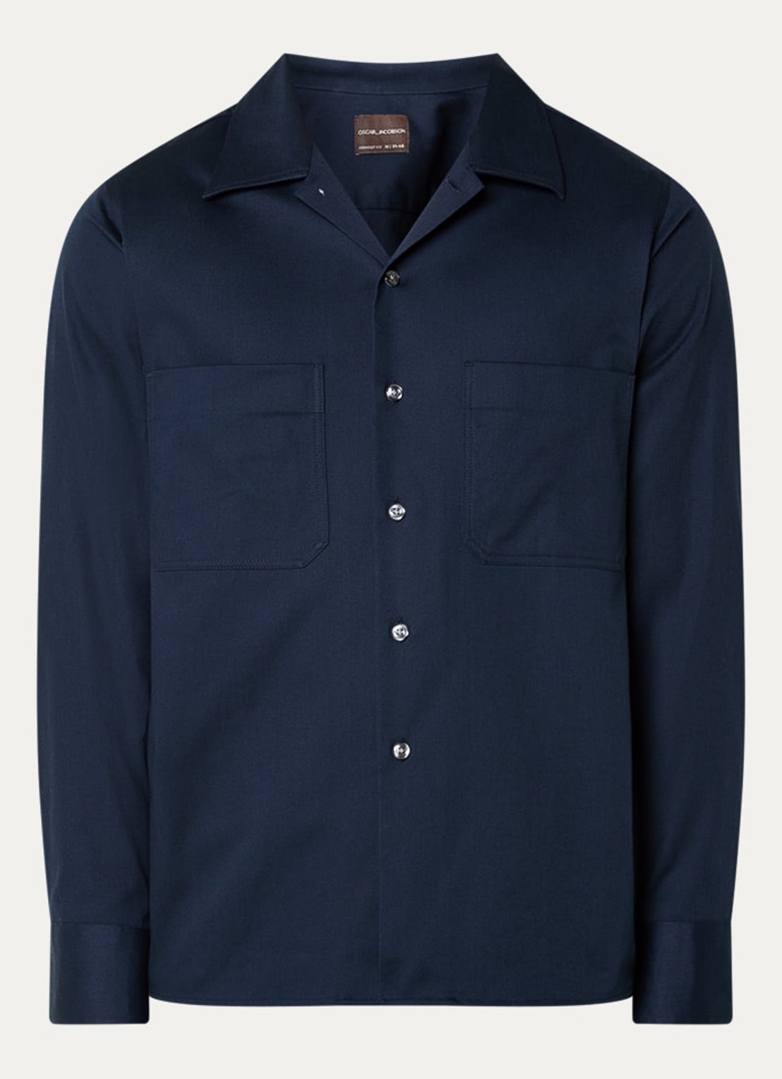 Oscar Jacobson Regular fit overhemd met stretch - voorkant 3 donkerblauw