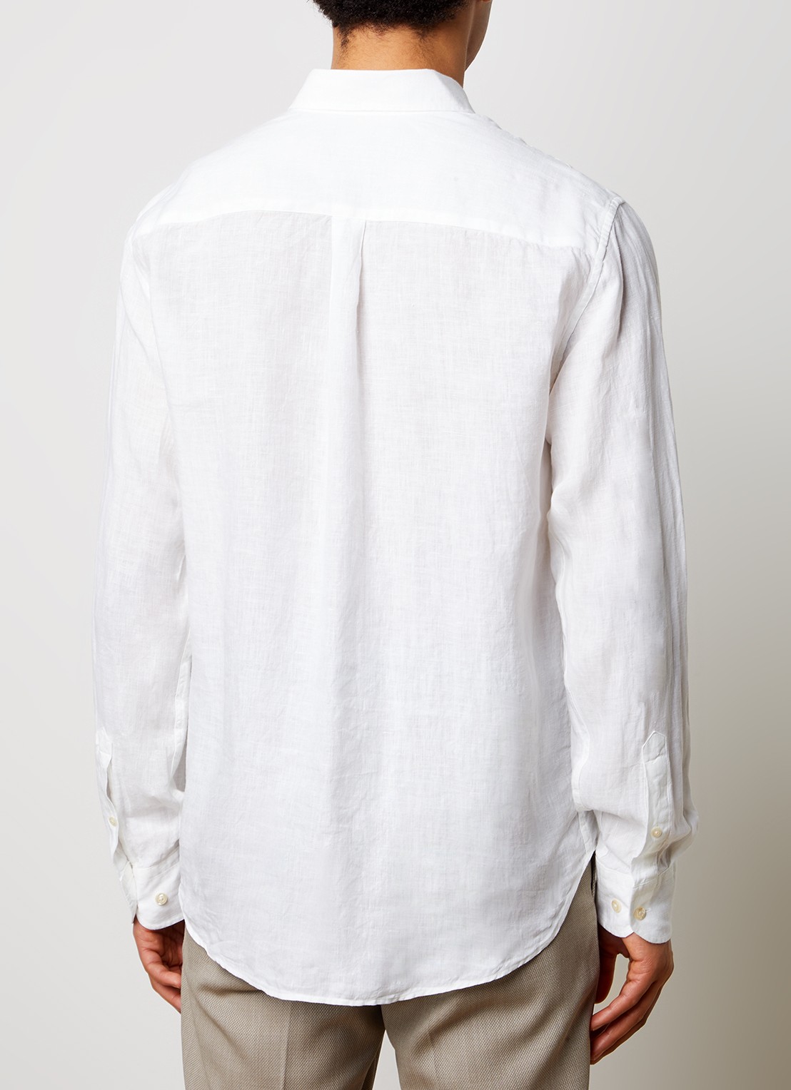 Oscar Jacobson Regular fit overhemd van linnen met button down-kraag - achterkant 3 wit