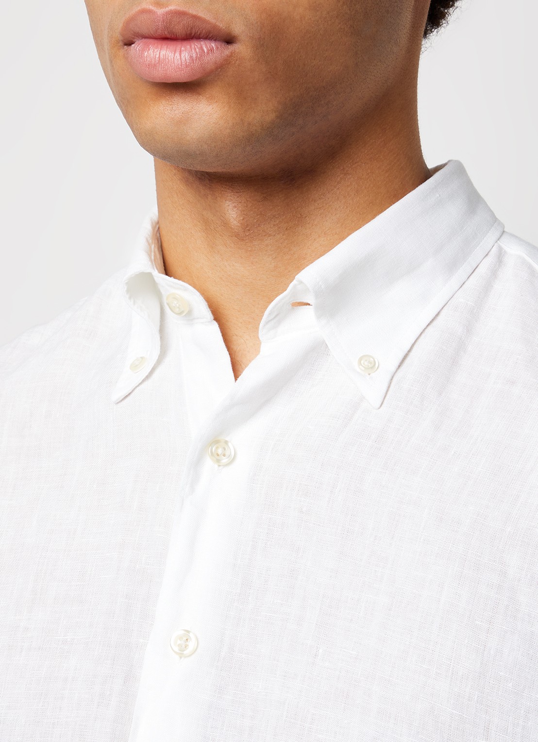 Oscar Jacobson Regular fit overhemd van linnen met button down-kraag - detail 5 wit