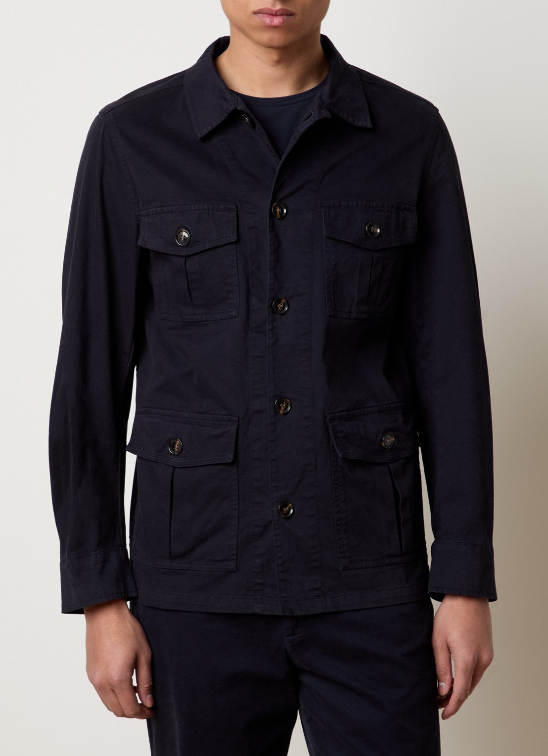 Oscar Jacobson Safari jack met opgestikte zakken  - detail 4 donkerblauw