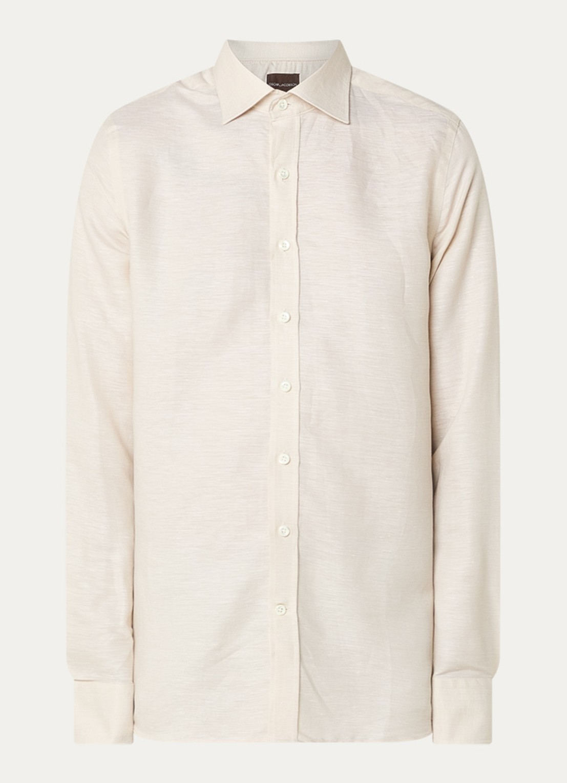 Oscar Jacobson Slim fit overhemd in linnenblend - voorkant 4 beige