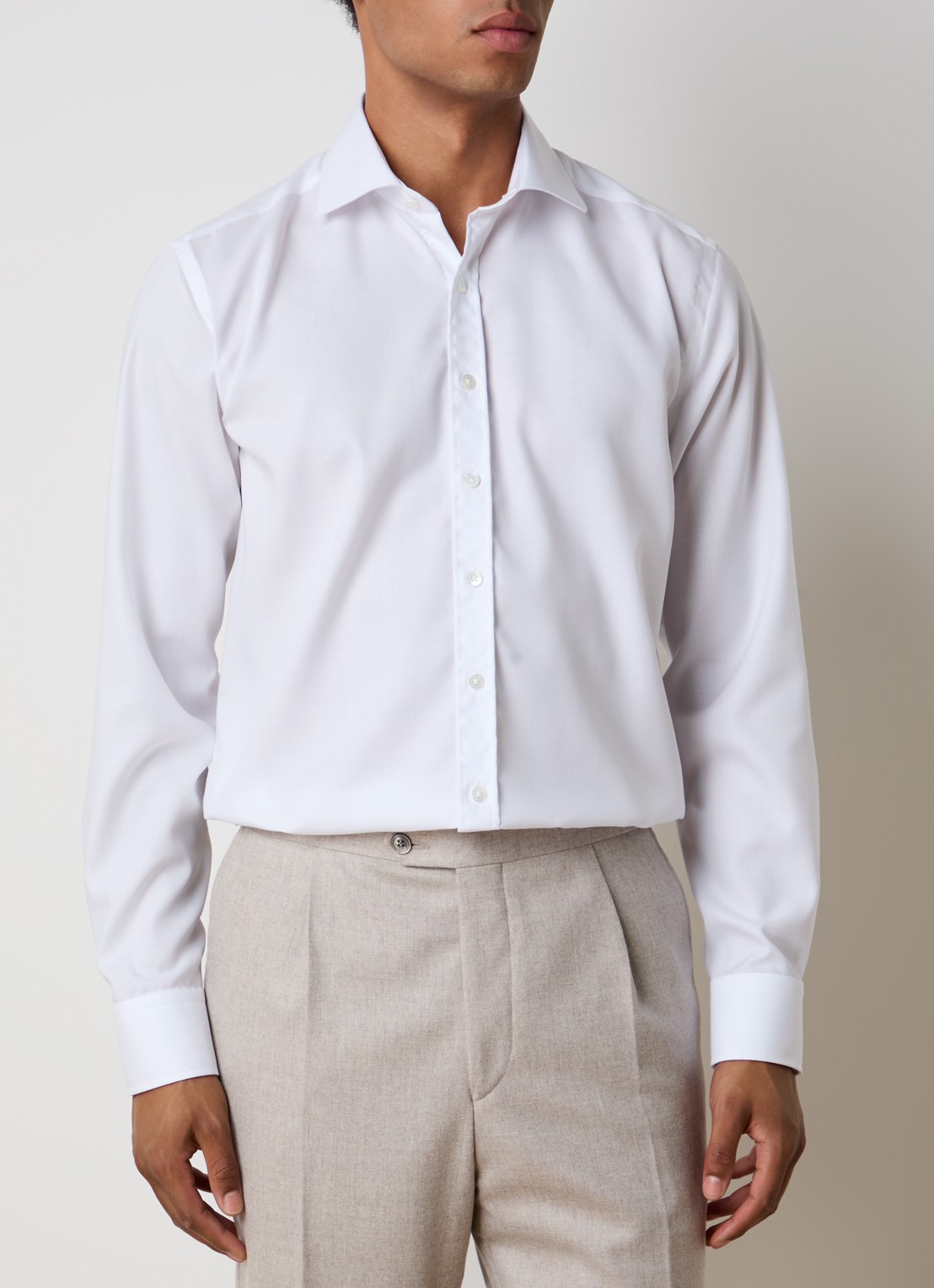 Oscar Jacobson Slim fit overhemd - detail 4 wit