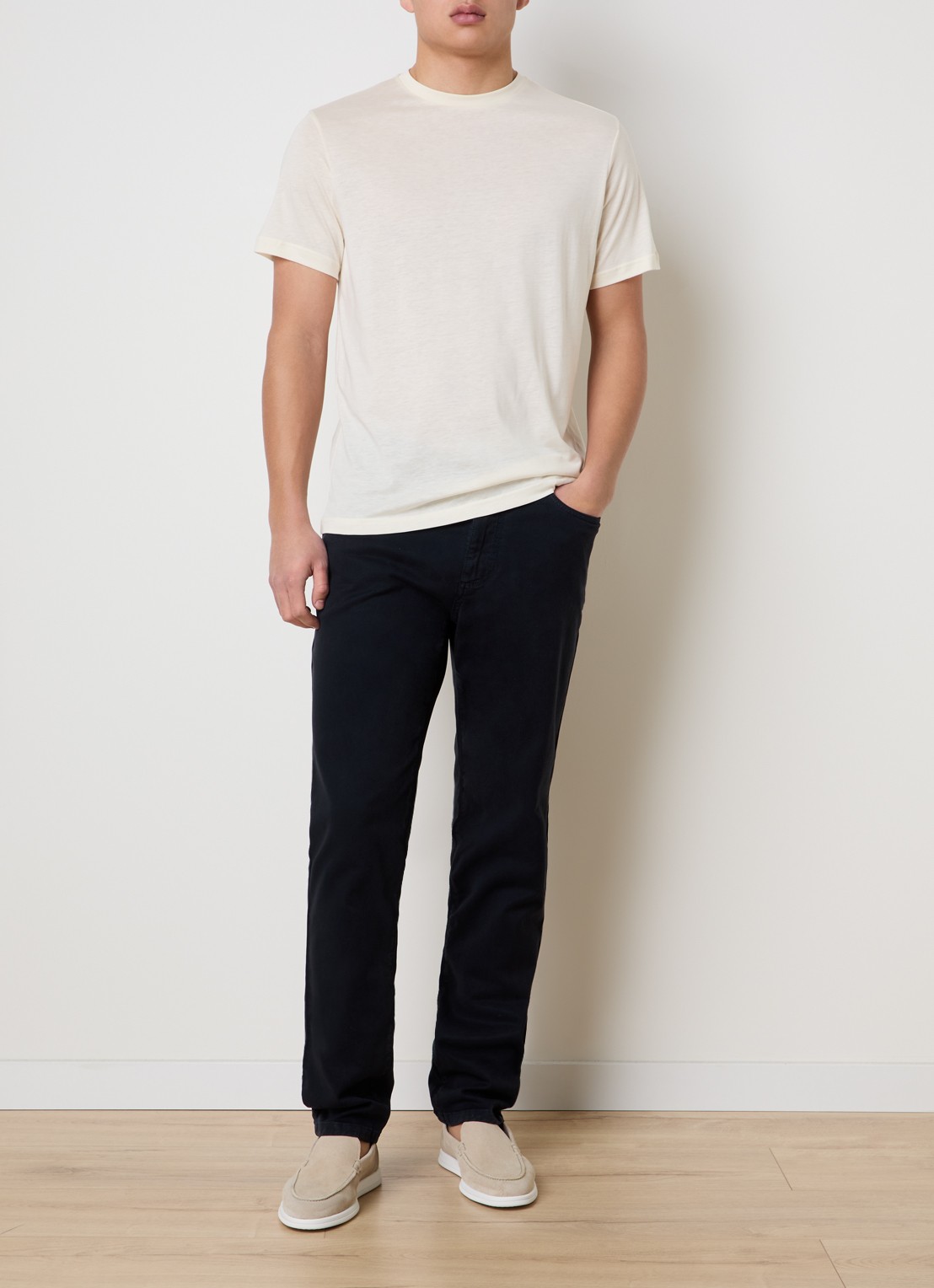 Oscar Jacobson Straight leg jeans met gekleurde wassing - voorkant 6 donkerblauw