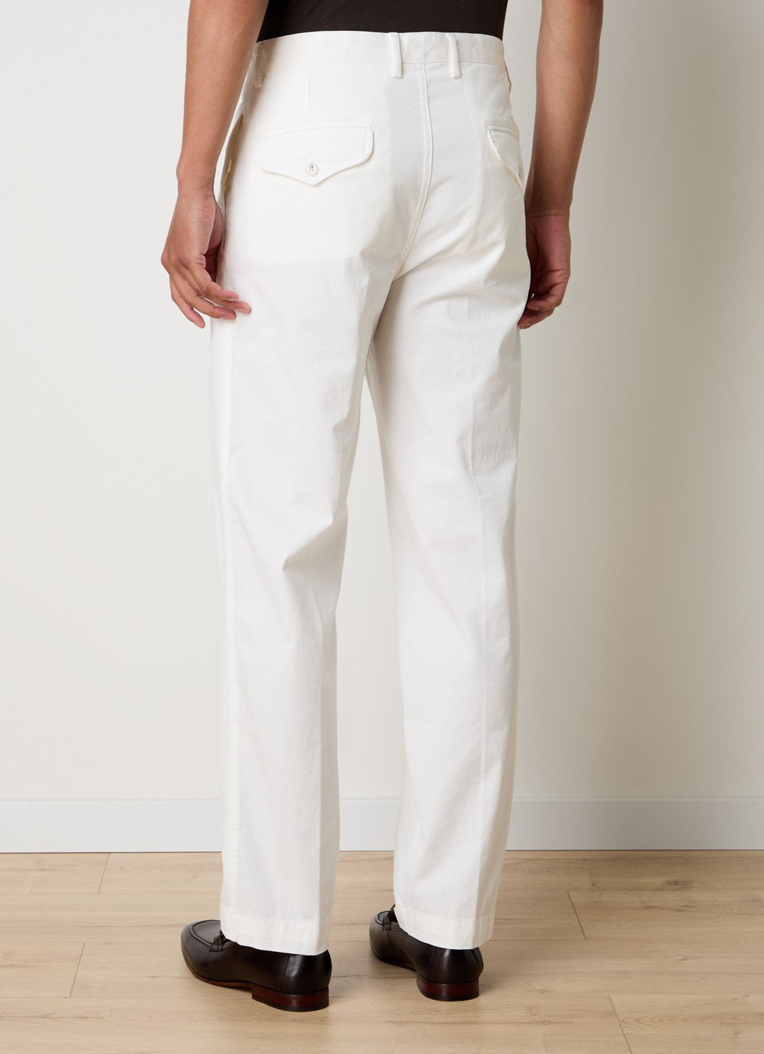 Oscar Jacobson Tanker straight fit chino met steekzakken - achterkant 3 gebroken wit