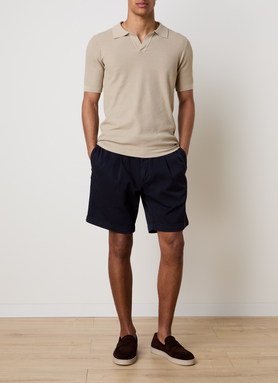 Oscar Jacobson Tanker straight fit korte broek met steekzakken - voorkant 5 donkerblauw