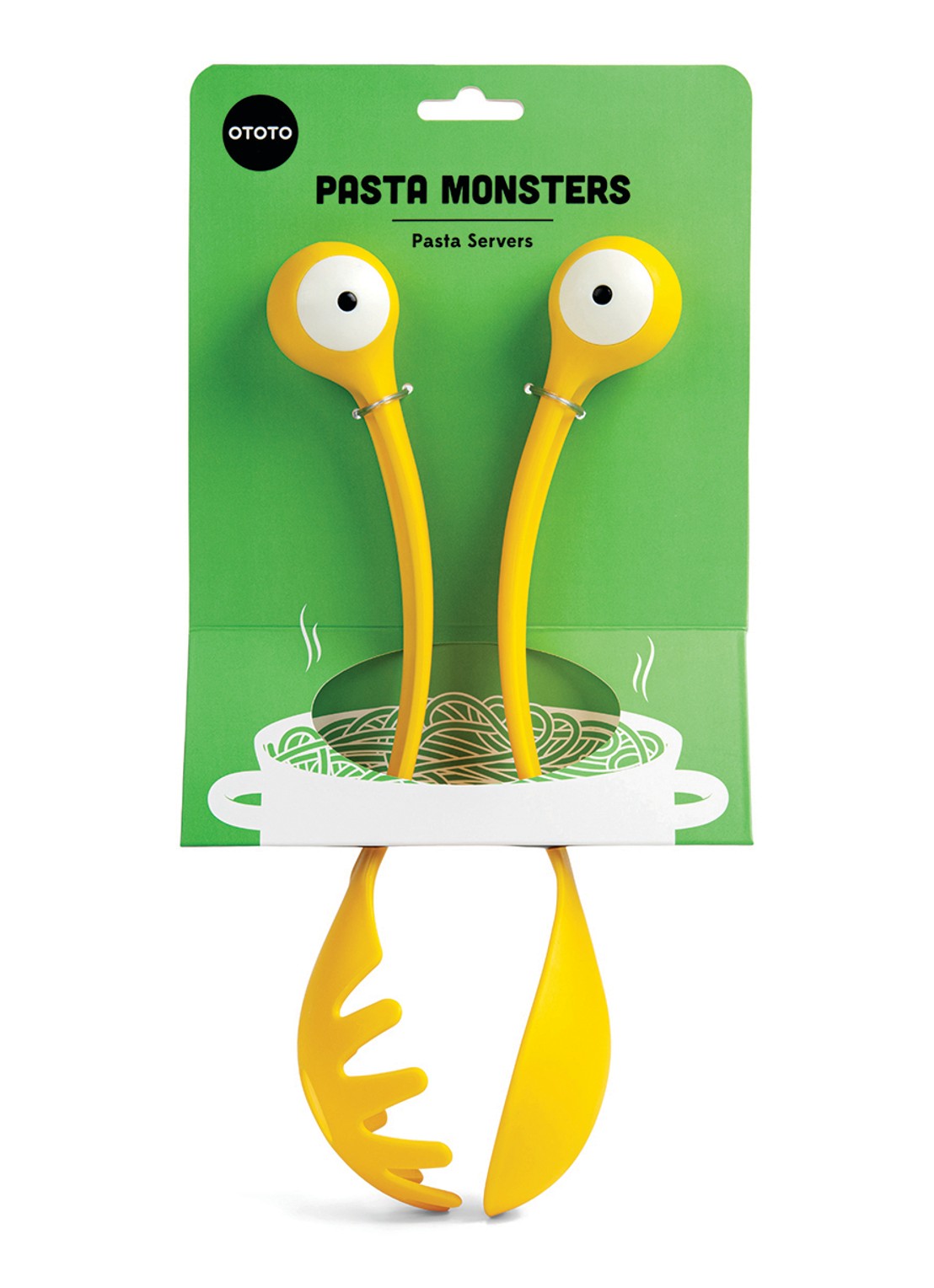 Ototo Pasta Monsters pasta & opscheplepel - achterkant geel