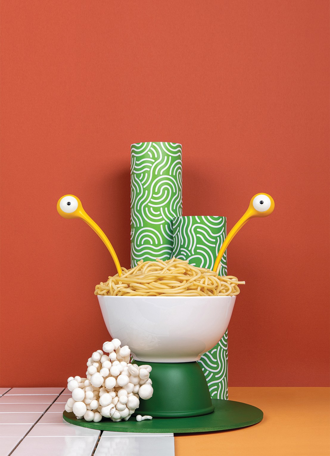 Ototo Pasta Monsters pasta & opscheplepel - detail 7 geel