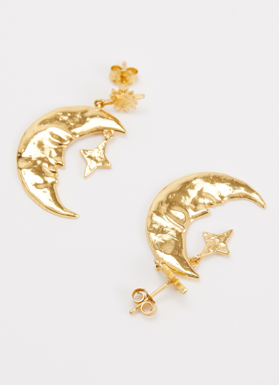 Ottoman Hands Crescent Moon oorstekers verguld - detail 3 goud