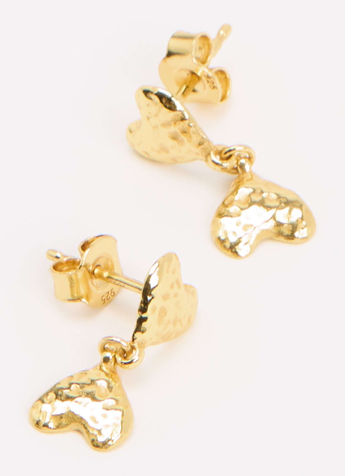 Ottoman Hands Double Heart oorstekers verguld - detail 3 goud