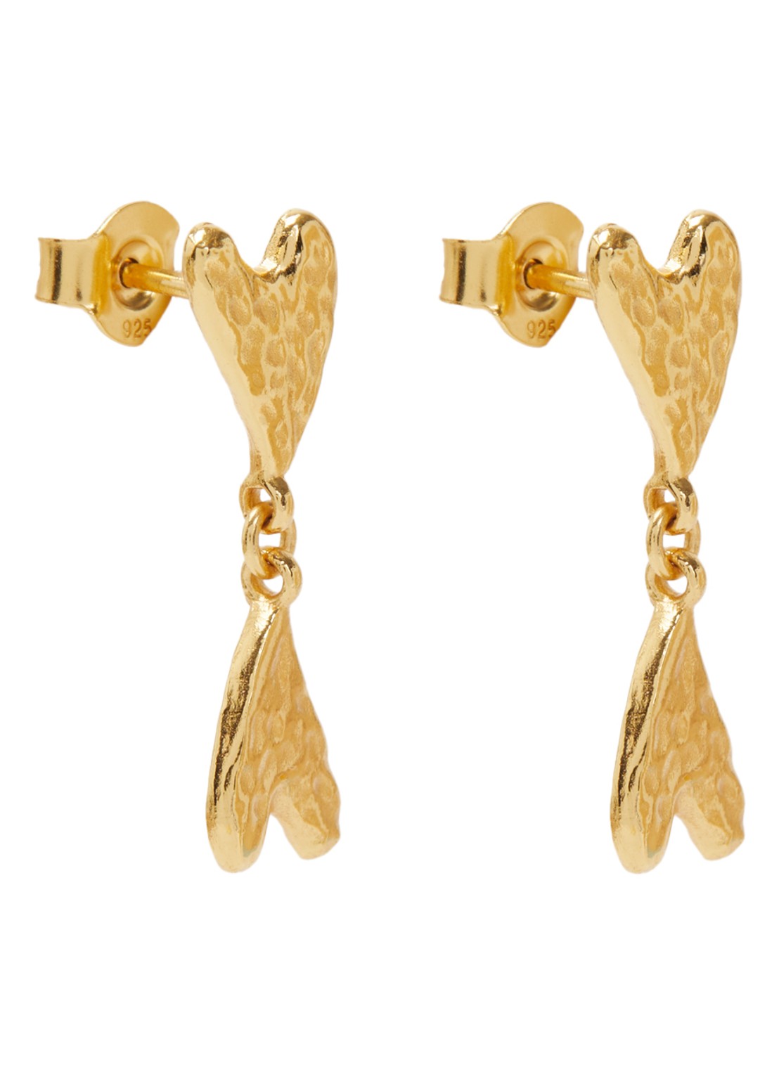 Ottoman Hands Double Heart oorstekers verguld - voorkant 3 goud