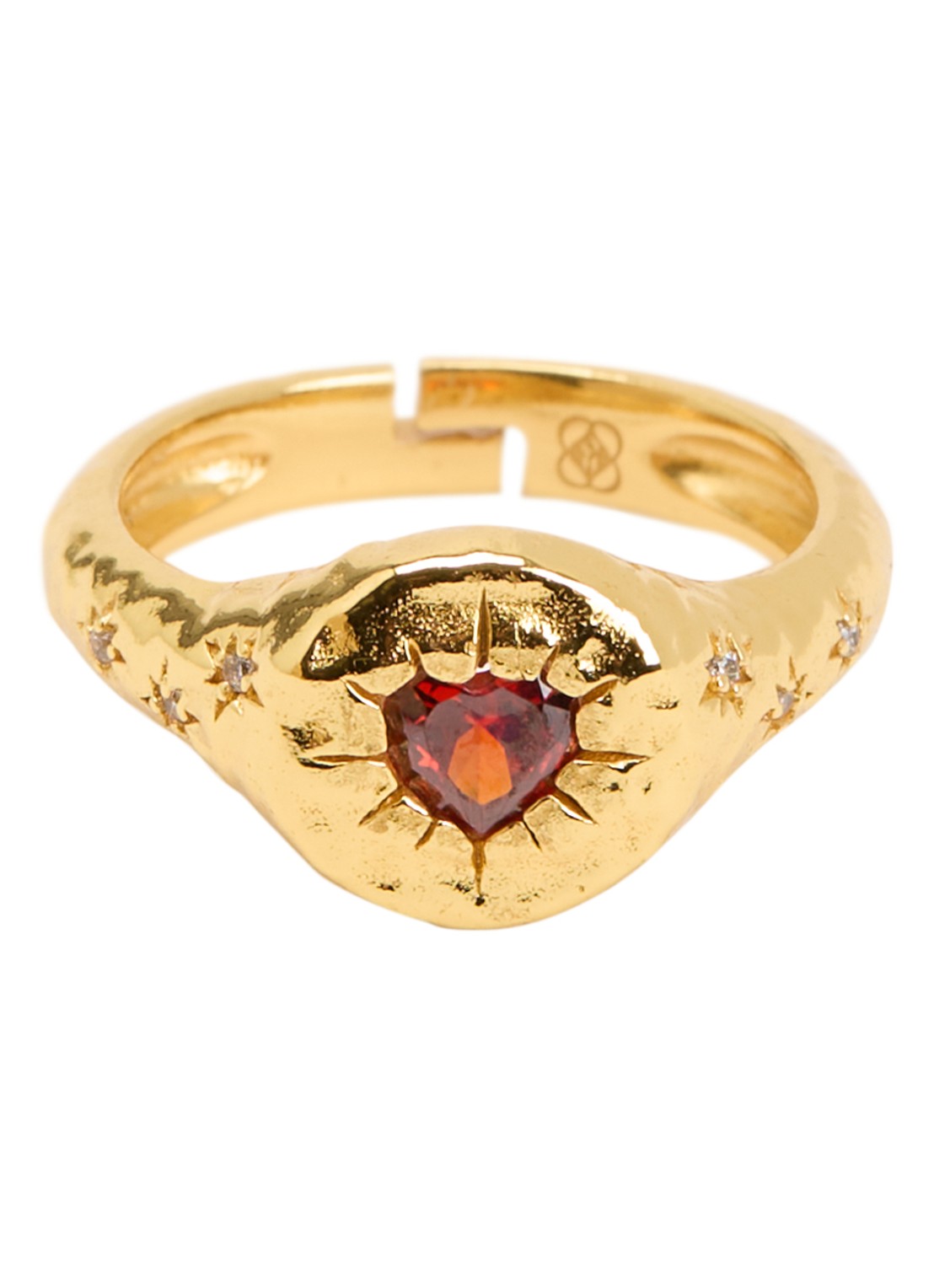 Ottoman Hands Garnet Heart ring verguld - voorkant goud