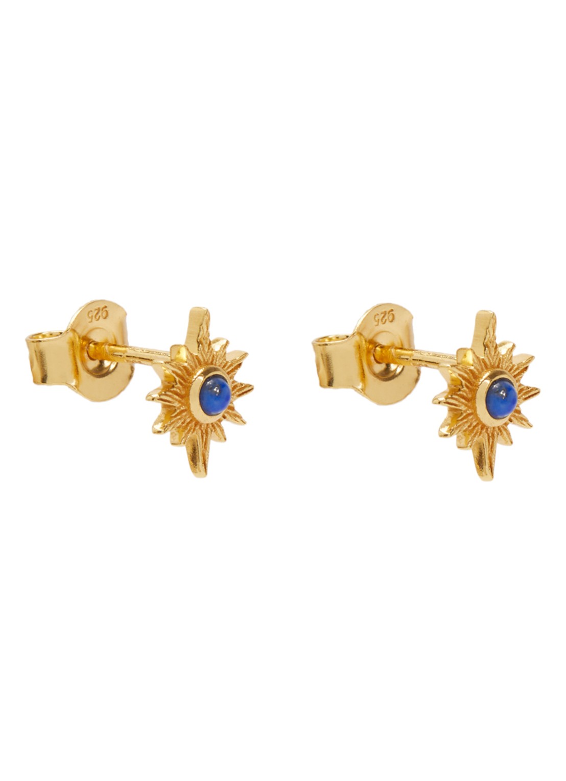 Ottoman Hands Lapis Star oorknopjes verguld - voorkant 3 goud