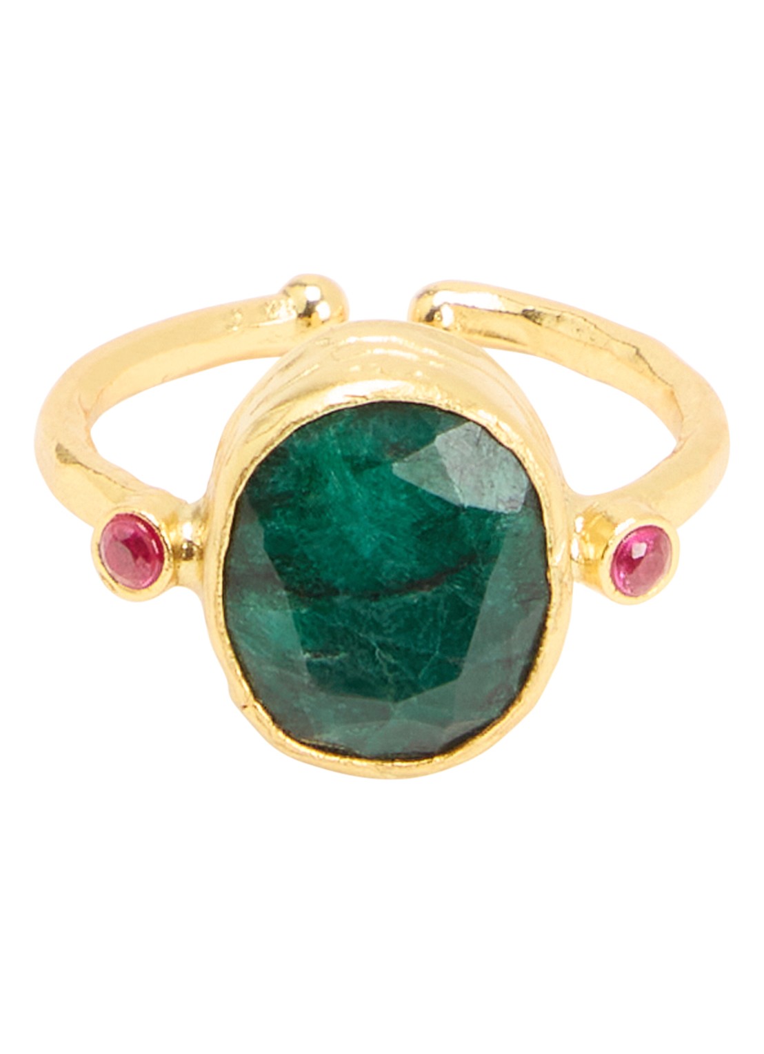 Ottoman Hands Lucia Emerald ring verguld - voorkant goud