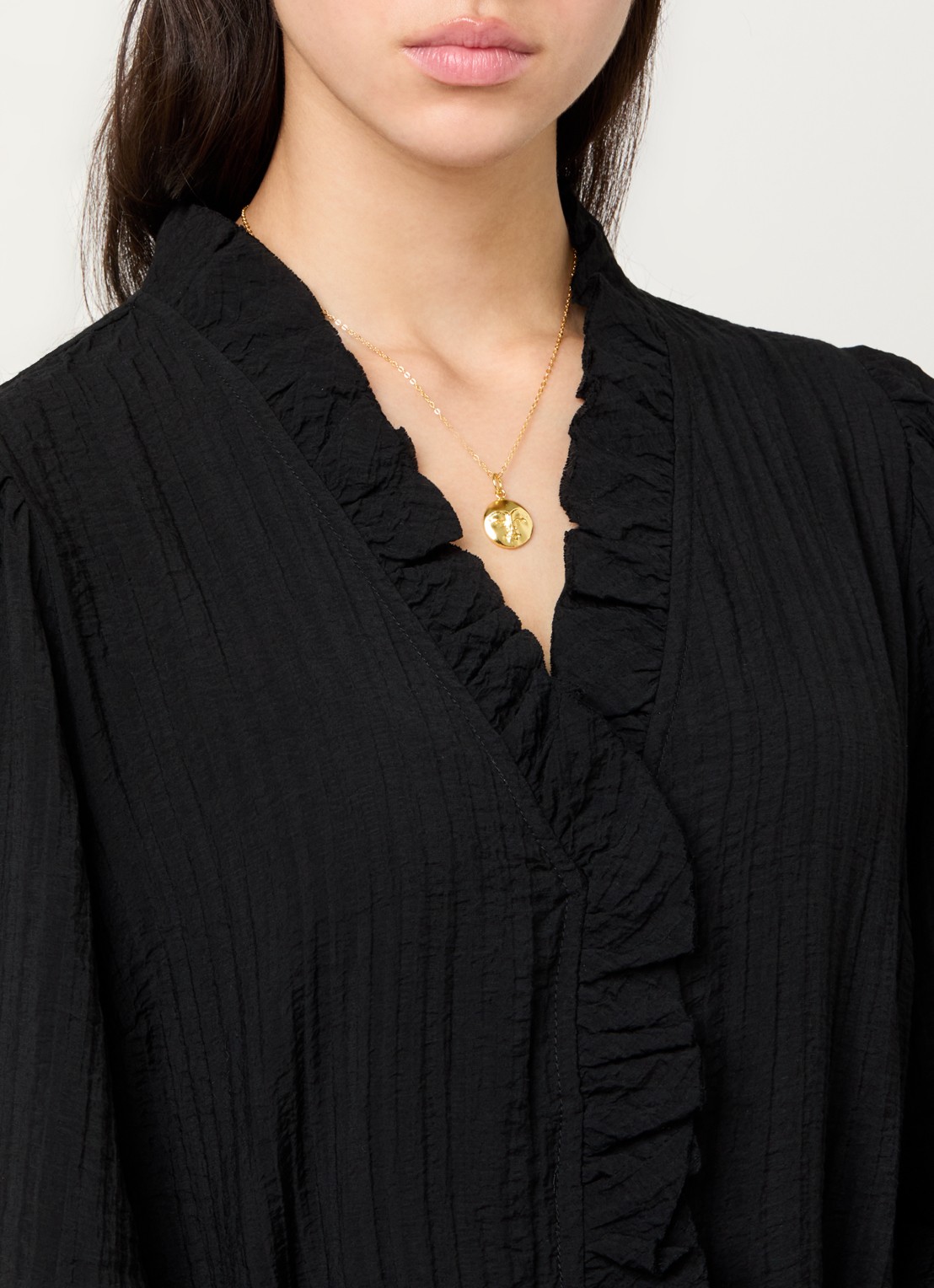 Ottoman Hands Moon Face ketting verguld - voorkant 2 goud
