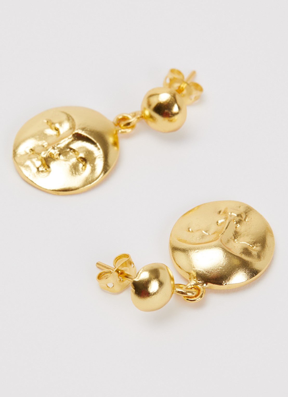 Ottoman Hands Moon Face oorstekers verguld - detail 3 goud