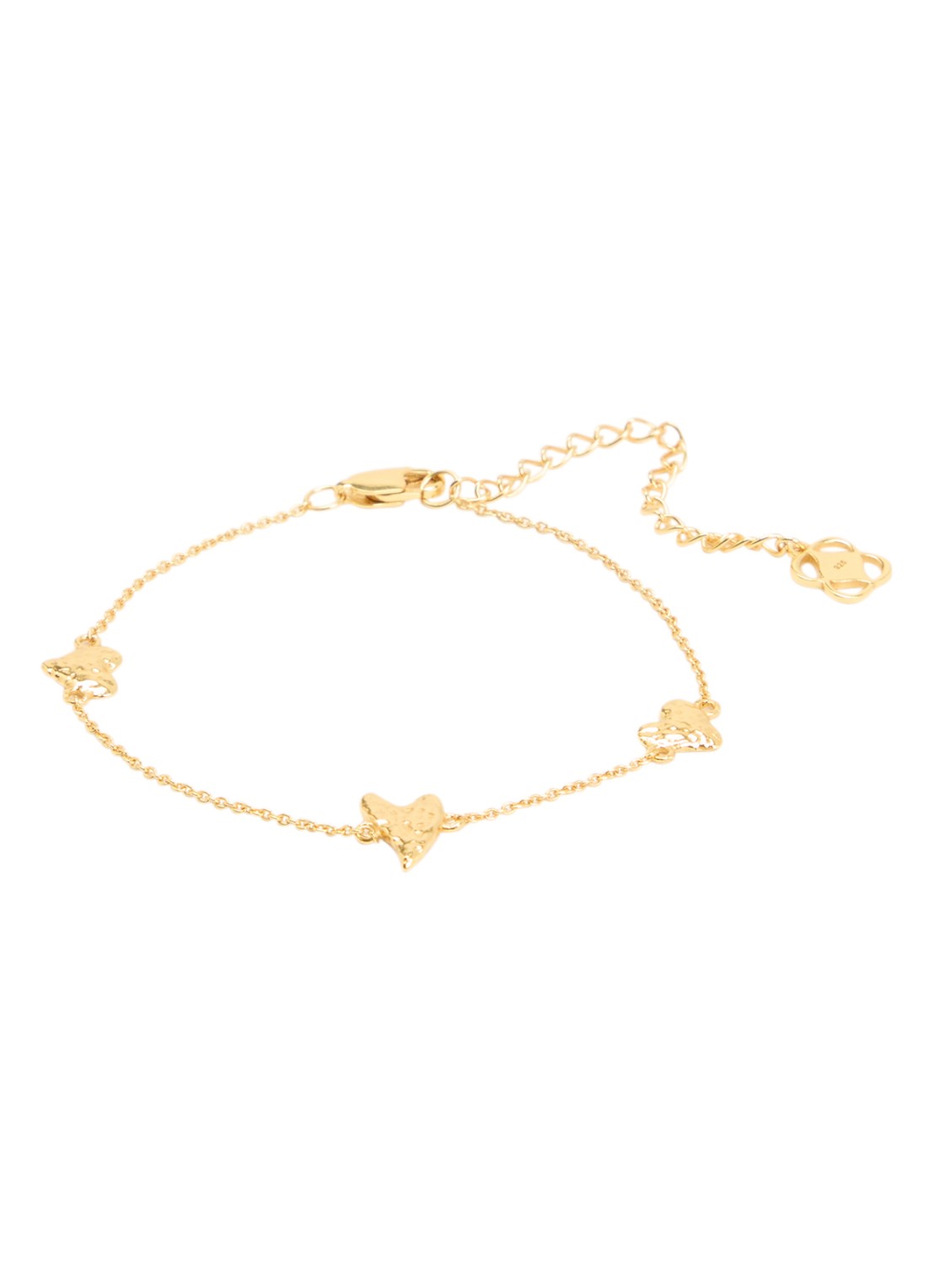 Ottoman Hands Triple Heart armband verguld - voorkant goud
