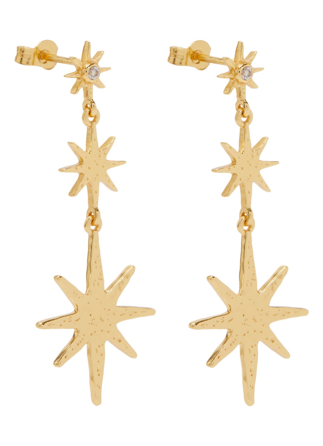 Ottoman Hands Triple Star oorstekers verguld - voorkant 3 goud