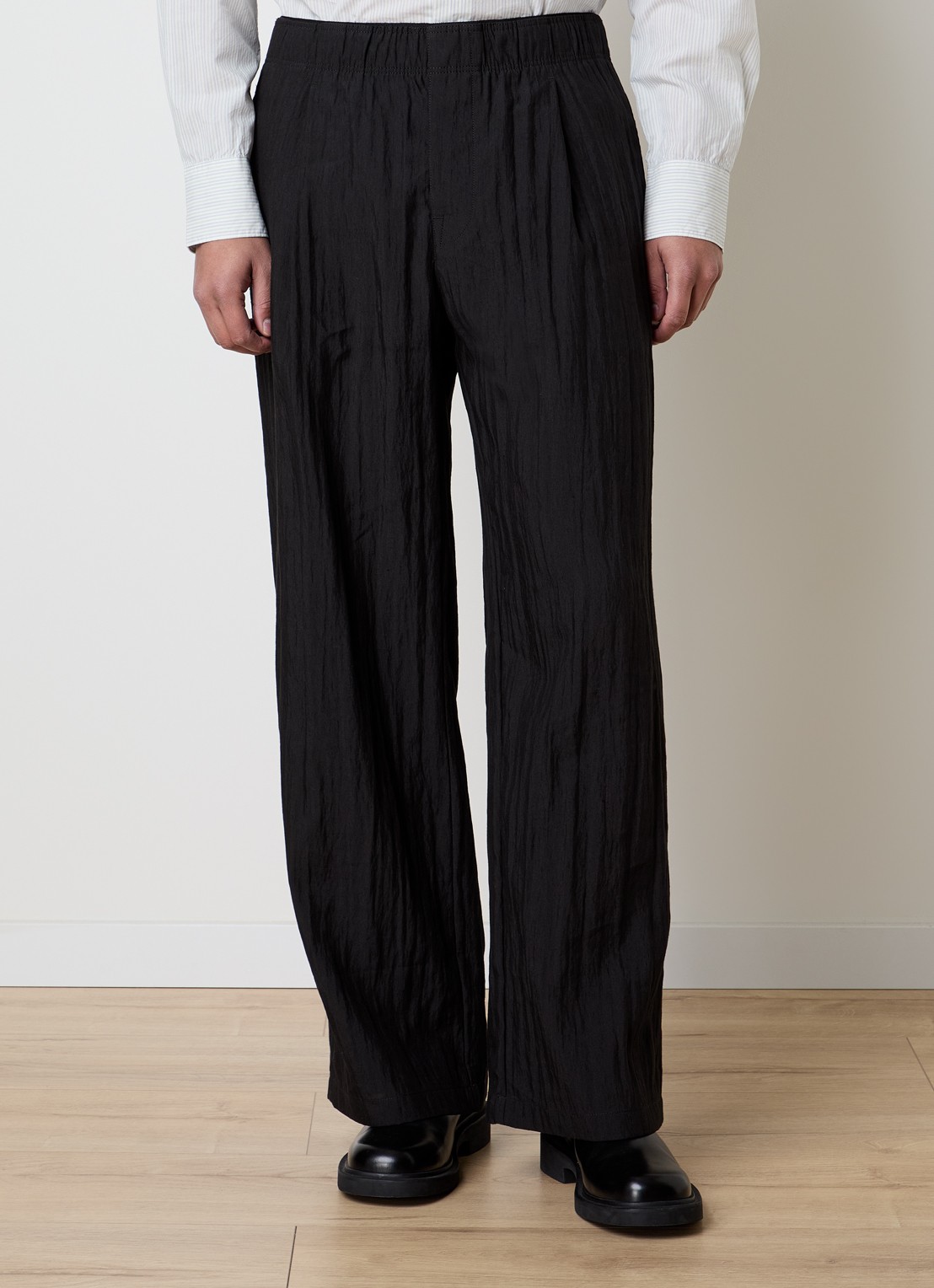 Our Legacy Loose fit pantalon in linnenblend - detail zwart
