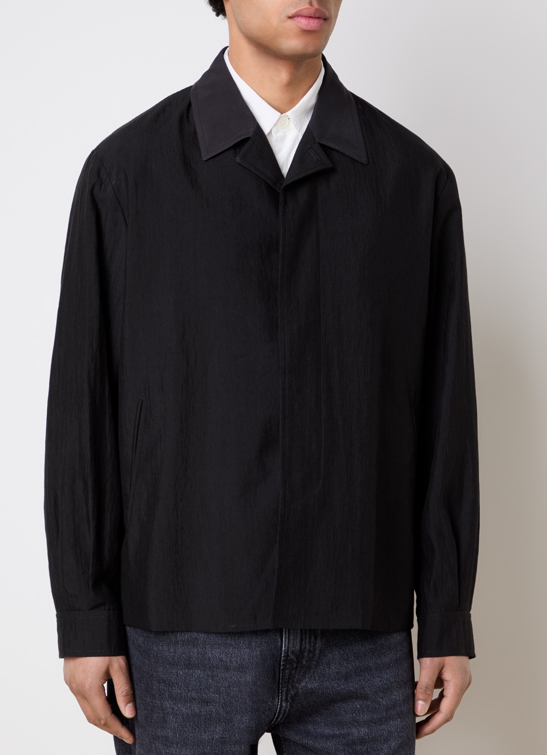 Our Legacy Pack jack in linnenblend met kraag - detail 4 zwart
