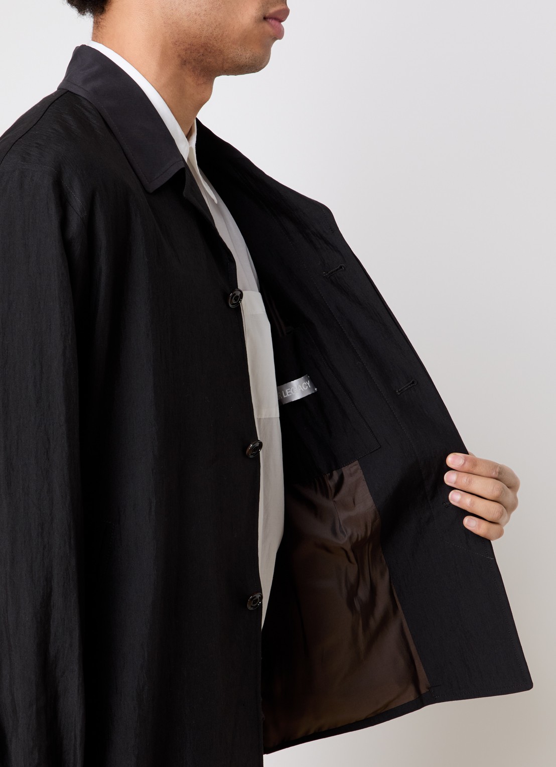 Our Legacy Pack jack in linnenblend met kraag - detail 5 zwart