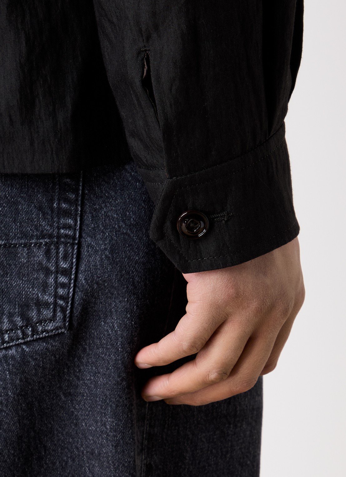 Our Legacy Pack jack in linnenblend met kraag - detail 6 zwart