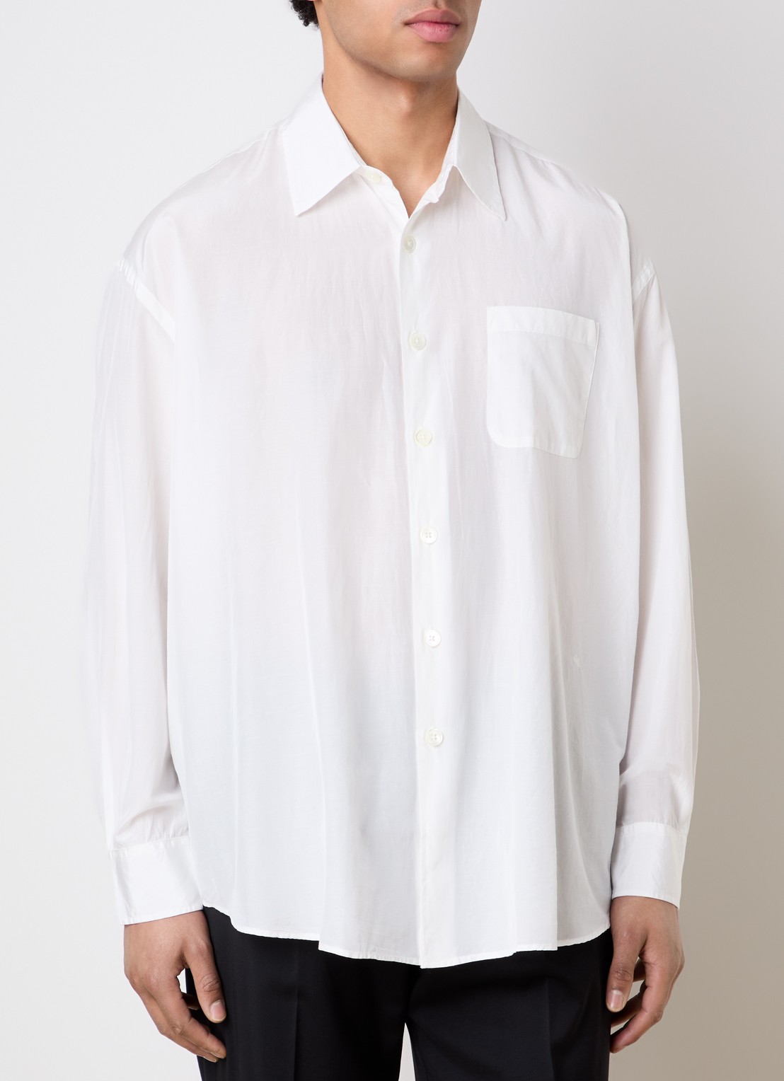 Our Legacy Regular fit overhemd in zijdeblend - detail 3 wit