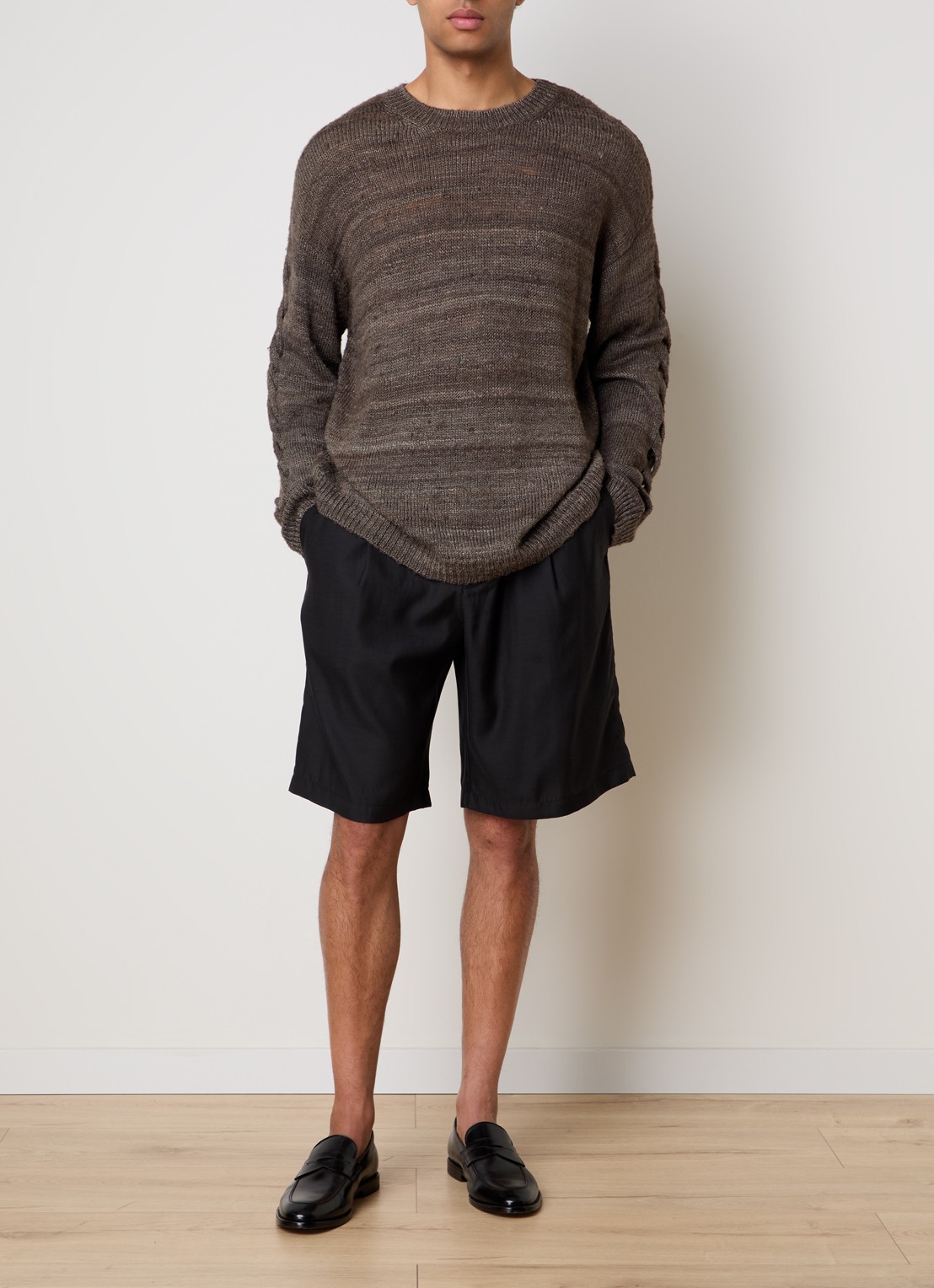 Our Legacy Straight fit korte broek met steekzakken - voorkant 5 zwart
