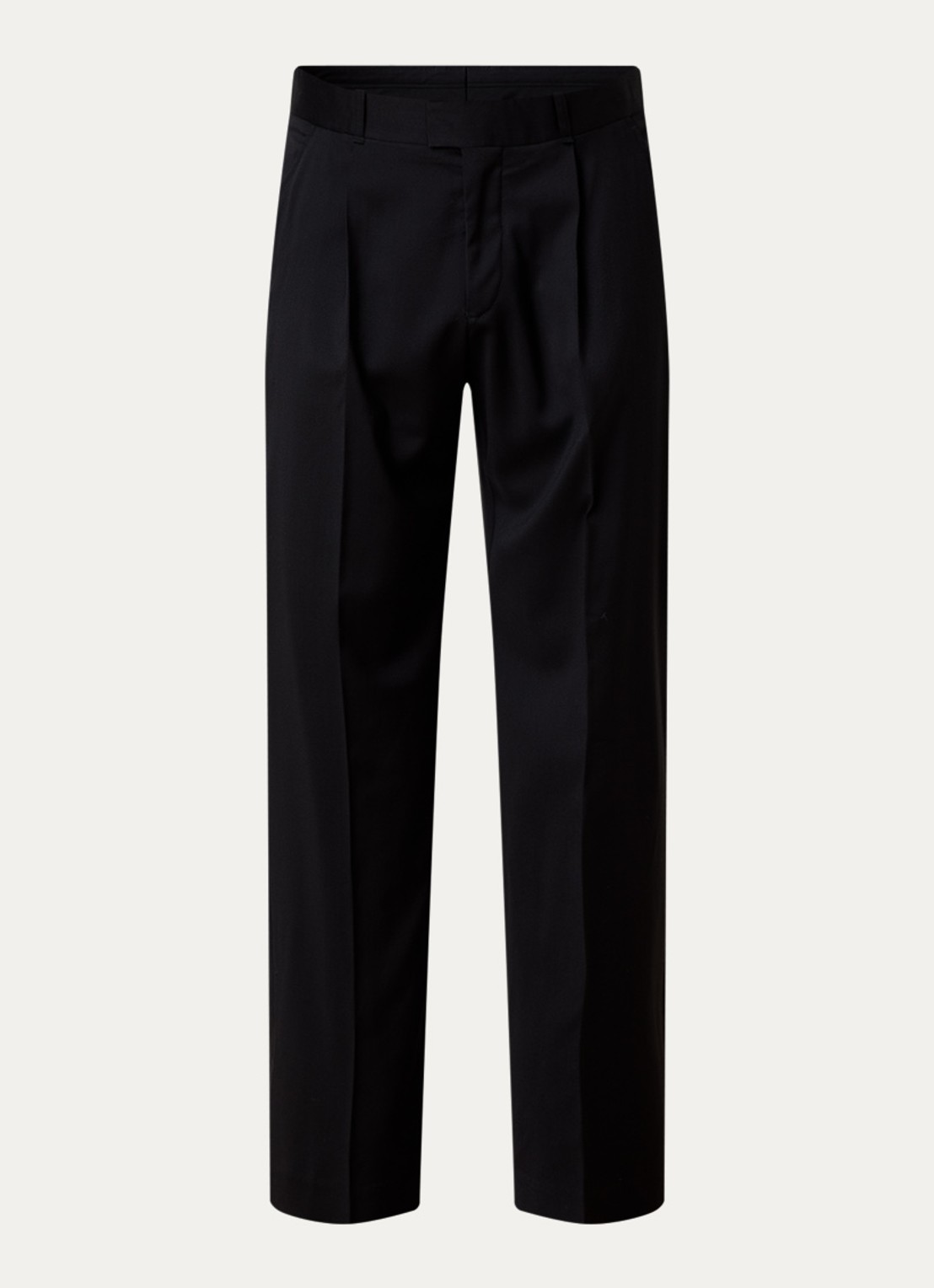 Our Legacy Straight leg pantalon van wol met persplooi - voorkant zwart