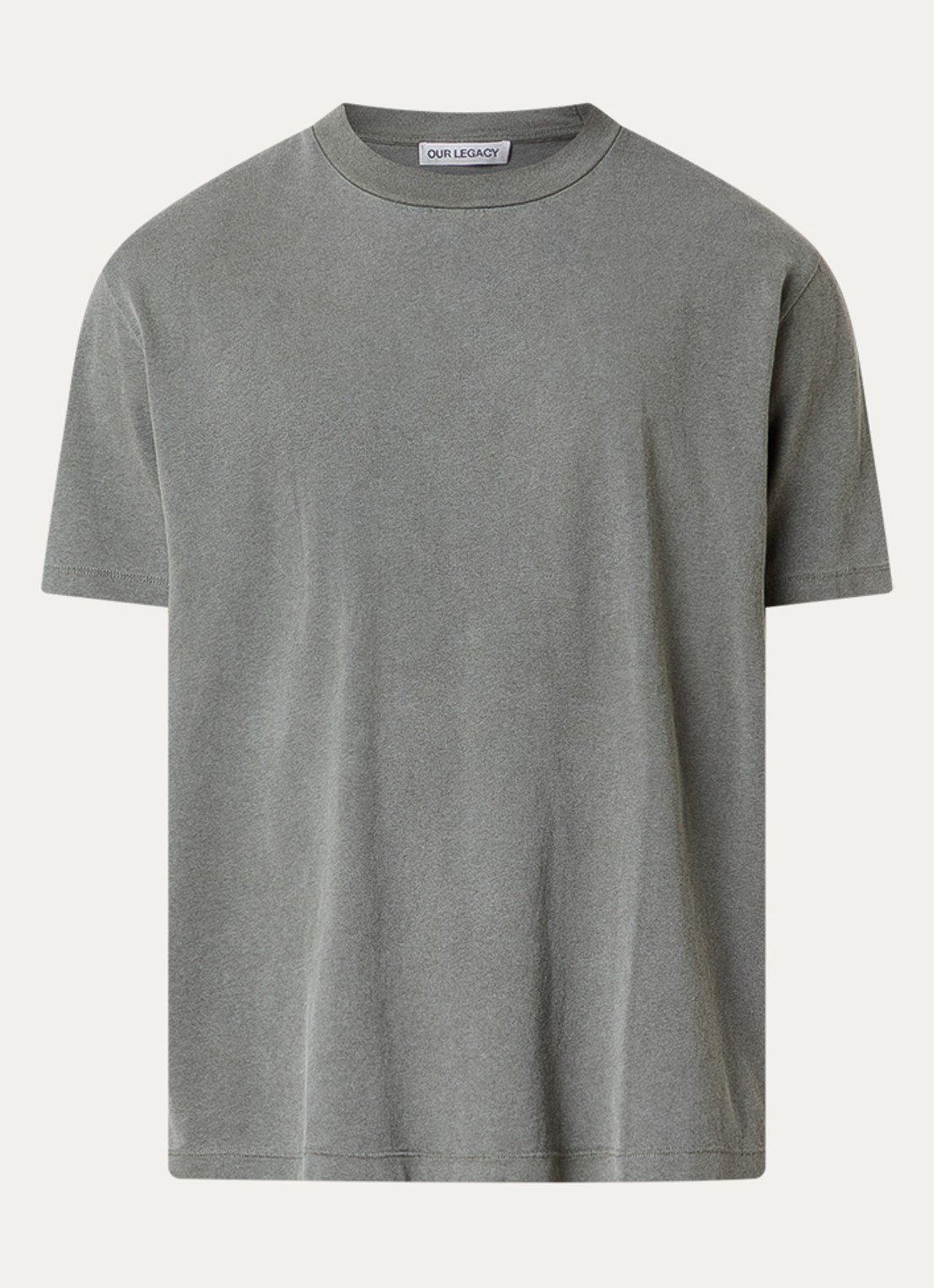 Our Legacy T-shirt met ronde hals - voorkant olijfgroen