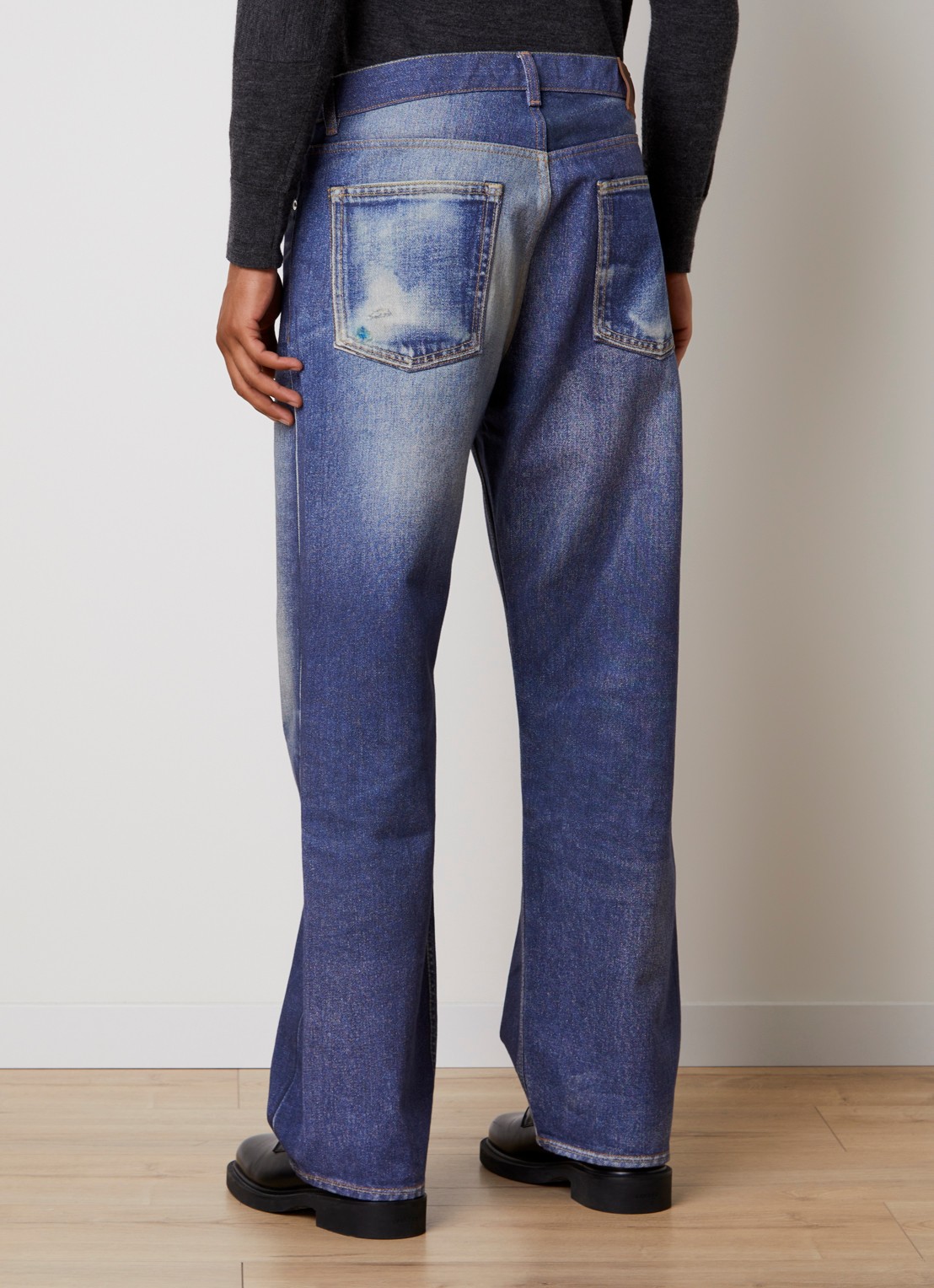 Our Legacy Third mid waist straight fit jeans met gekleurde wassing - achterkant 6 indigo