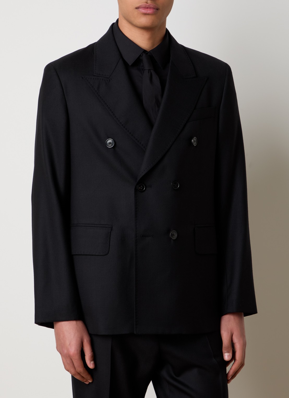 Our Legacy Unconstructed double-breasted regular fit colbert met klepzakken - detail 4 zwart