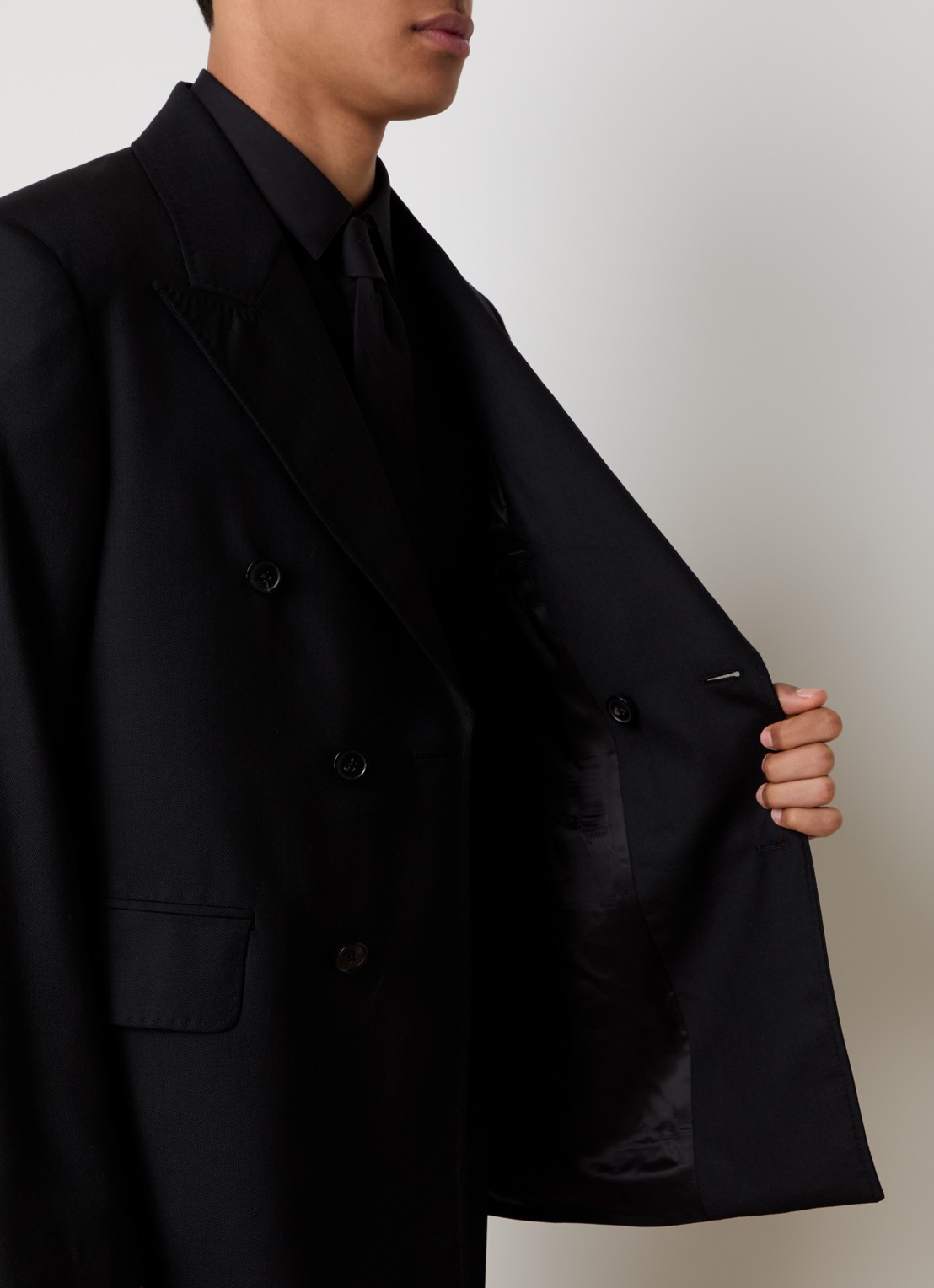 Our Legacy Unconstructed double-breasted regular fit colbert met klepzakken - detail 5 zwart