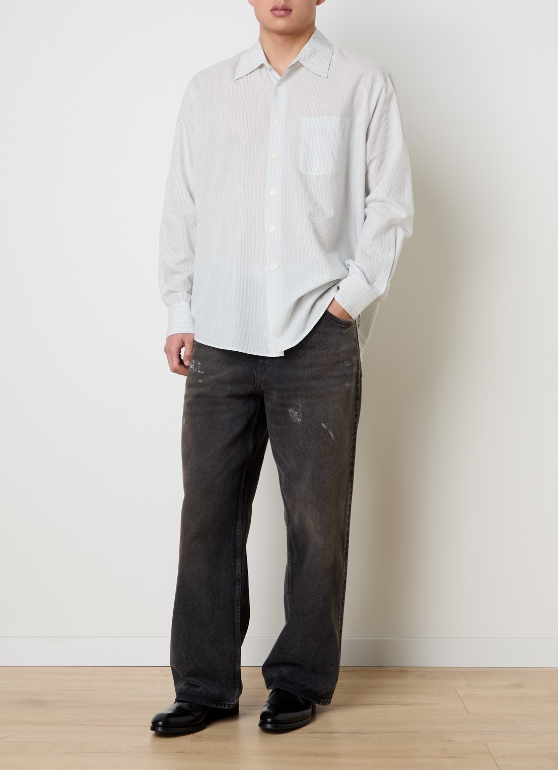 Our Legacy Wide leg jeans met gekleurde wassing - voorkant 5 antraciet