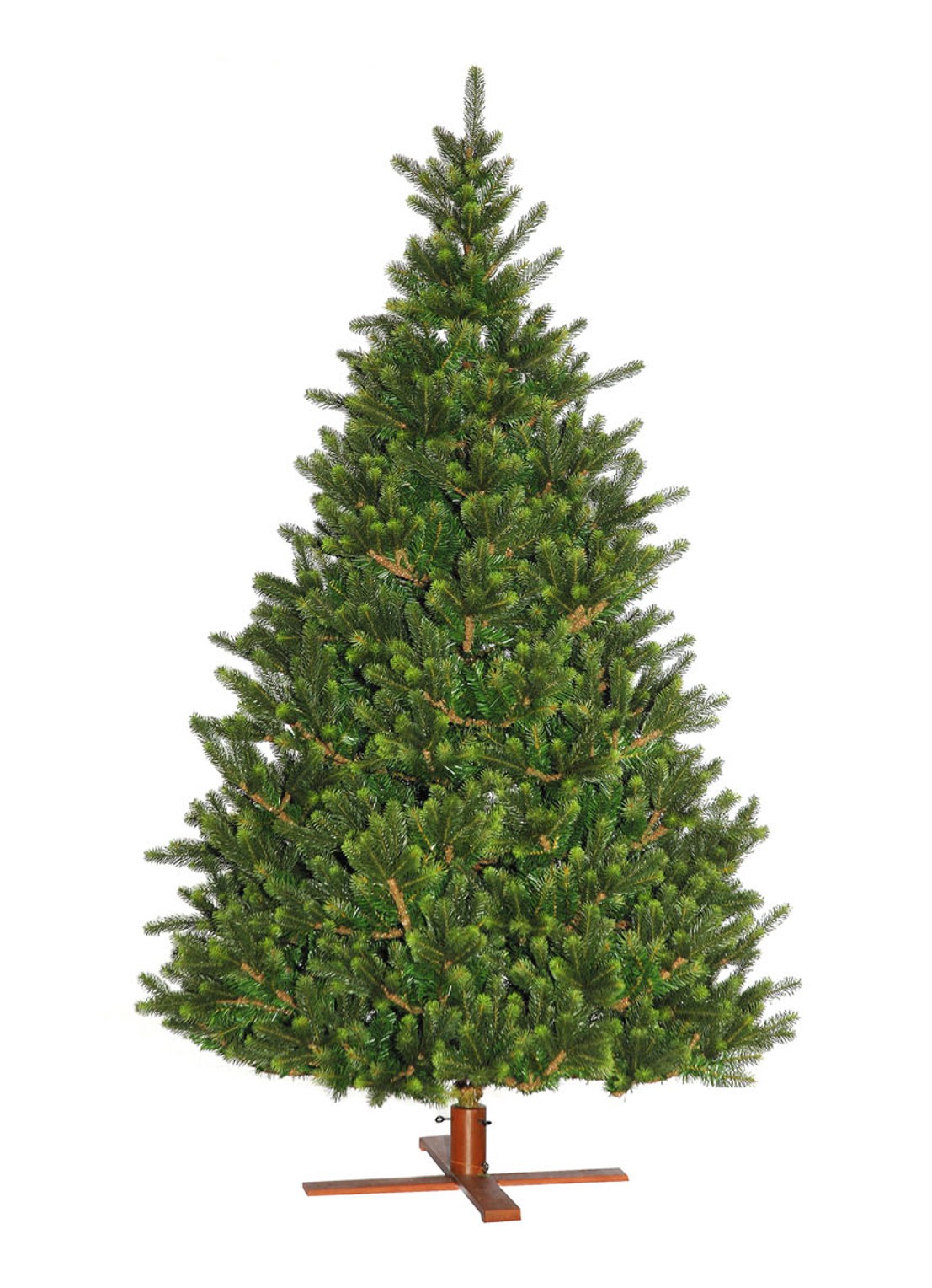 Our Nordic Christmas Kentucky deluxe kunstkerstboom met houten voet 213 cm - voorkant groen