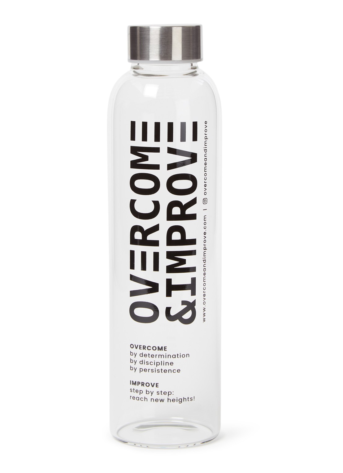 Overcome & Improve Waterfles 55 cl - voorkant transparant