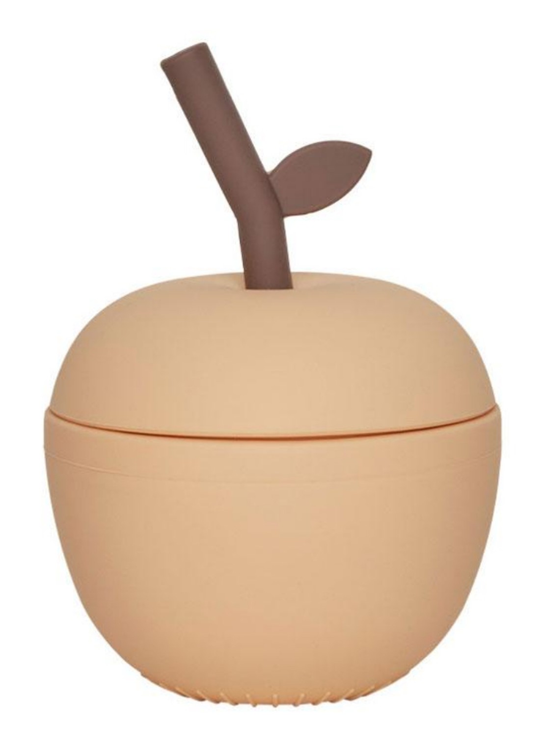 OYOY Apple drinkfles siliconen - voorkant perzikroze