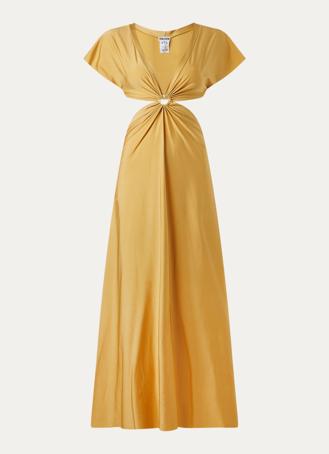 Pain de Sucre Rislene strandjurk met cut-out detail en kralendecoratie  - voorkant goud