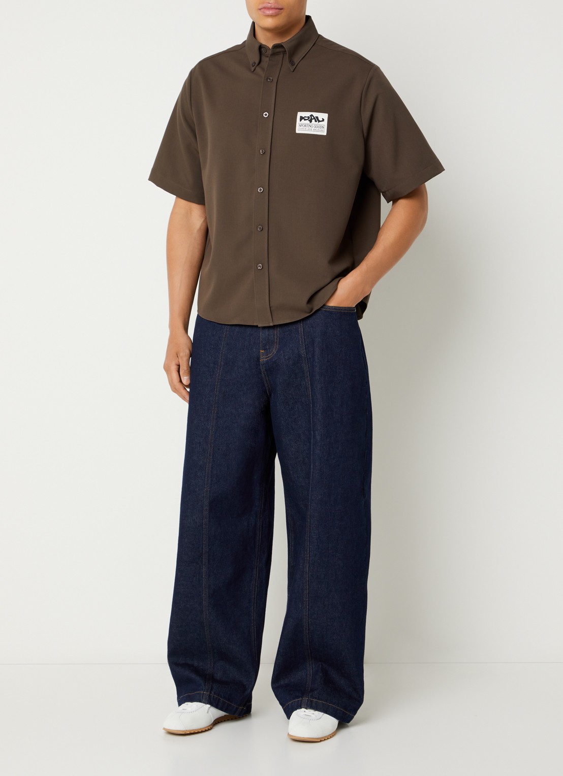 PAL Sporting Goods Amago overhemd in zijdeblend met logo - voorkant 3 lichtbruin