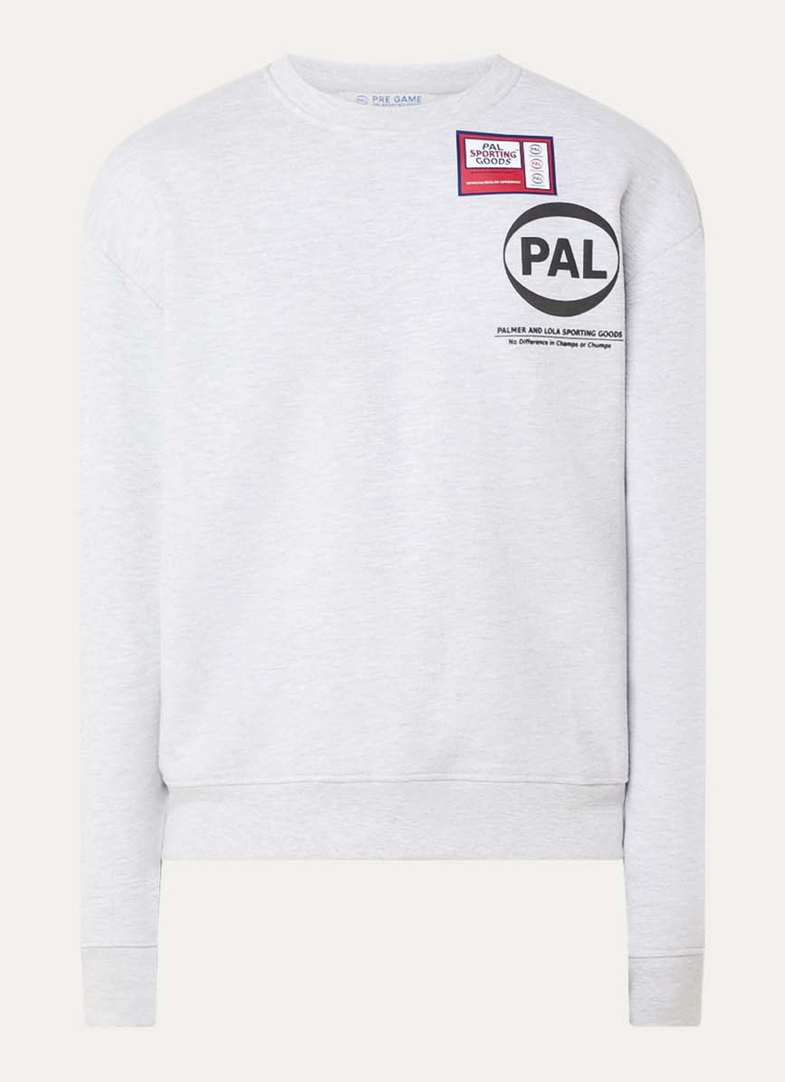 PAL Sporting Goods Game sweater met logoprint - voorkant lichtgrijs
