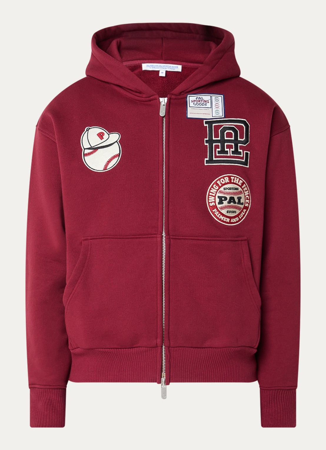 PAL Sporting Goods Hit And Run sweatvest met borduring en backprint - voorkant 2 donkerrood