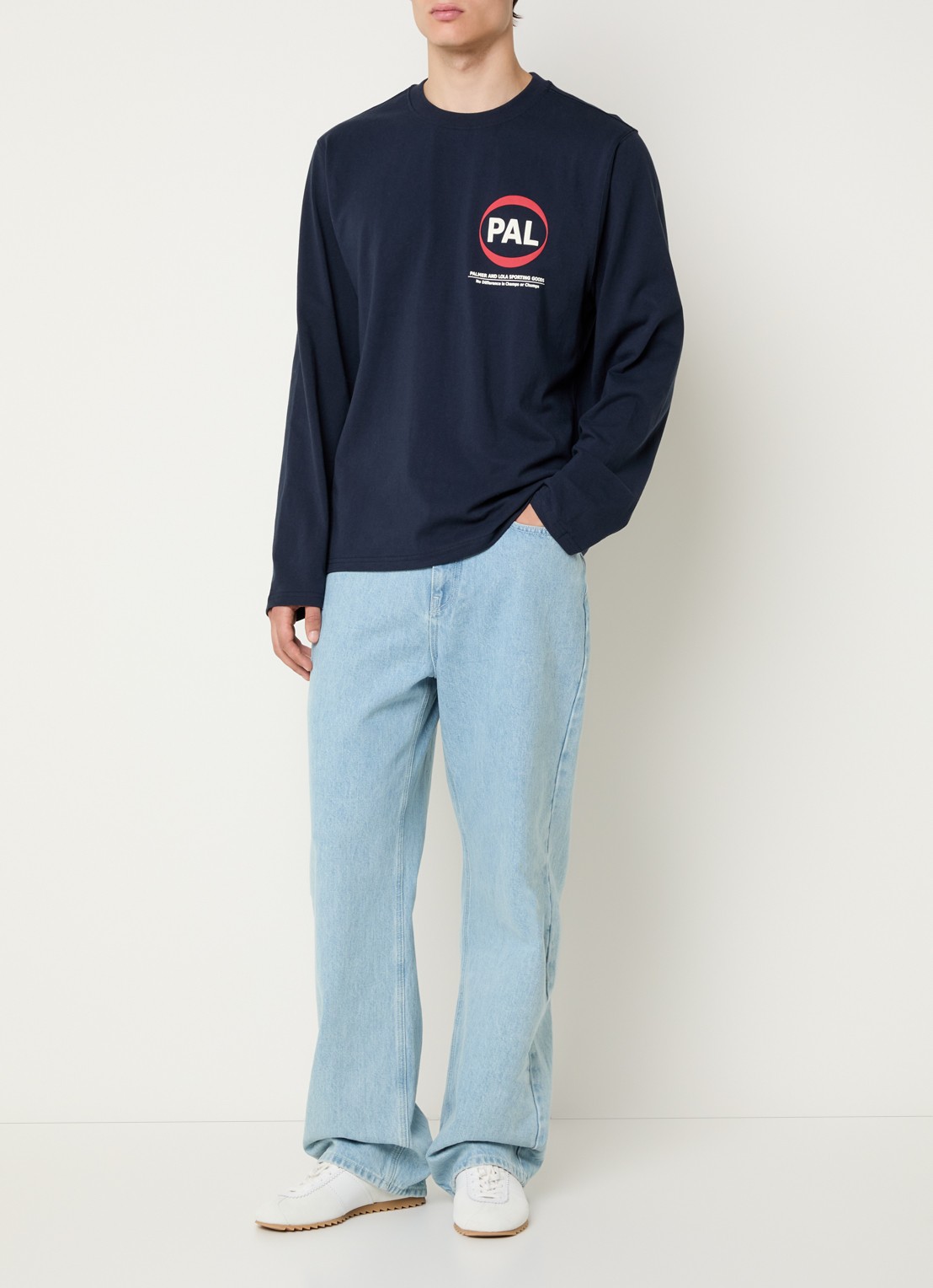 PAL Sporting Goods Longsleeve met logo- en backprint - voorkant 2 donkerblauw