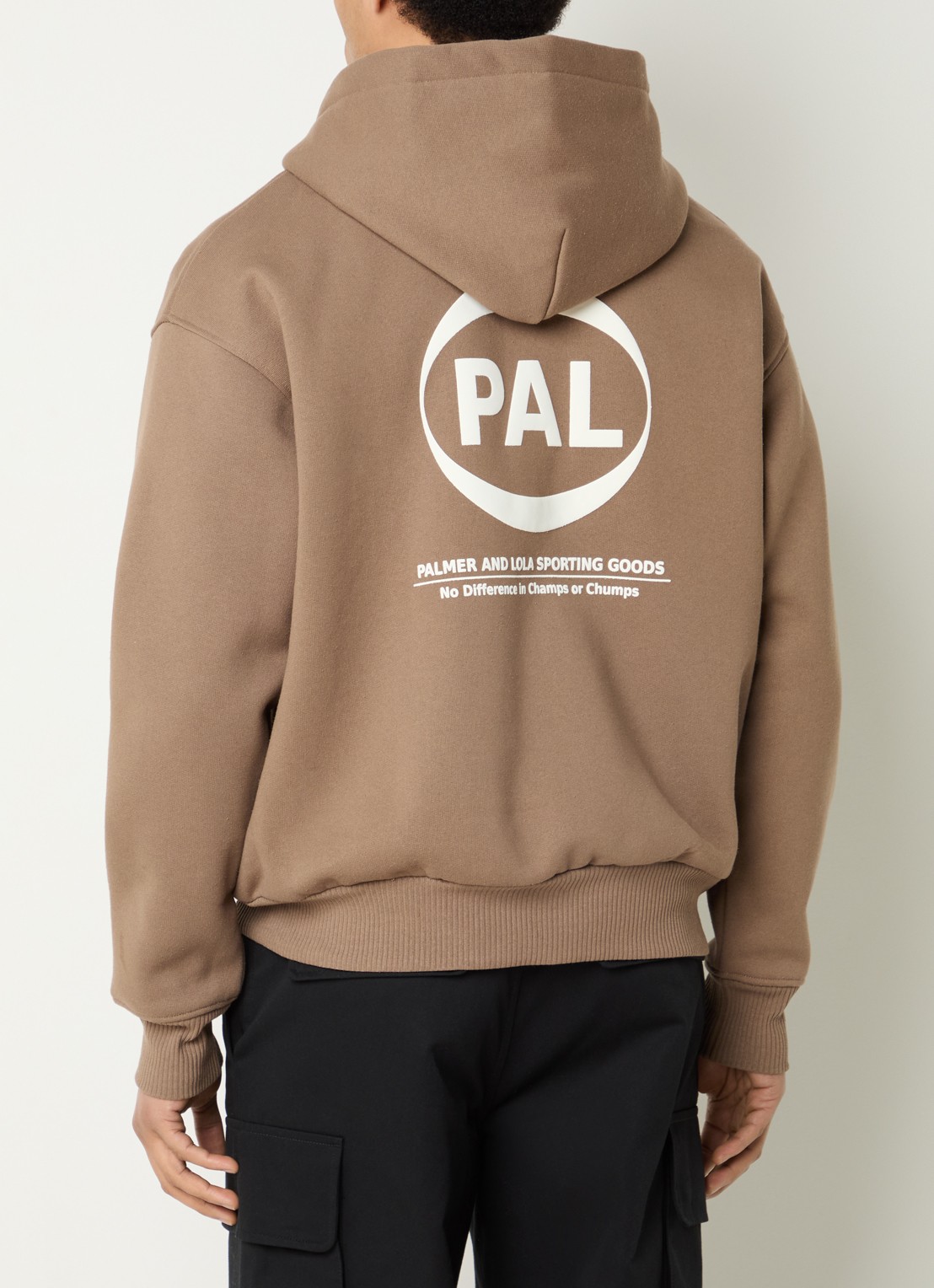 PAL Sporting Goods Pre game sweatvest met capuchon en logo - detail donkerbeige