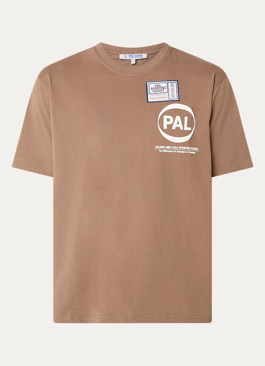 PAL Sporting Goods Pre Game T-shirt met logo- en backprint - voorkant 2 lichtbruin