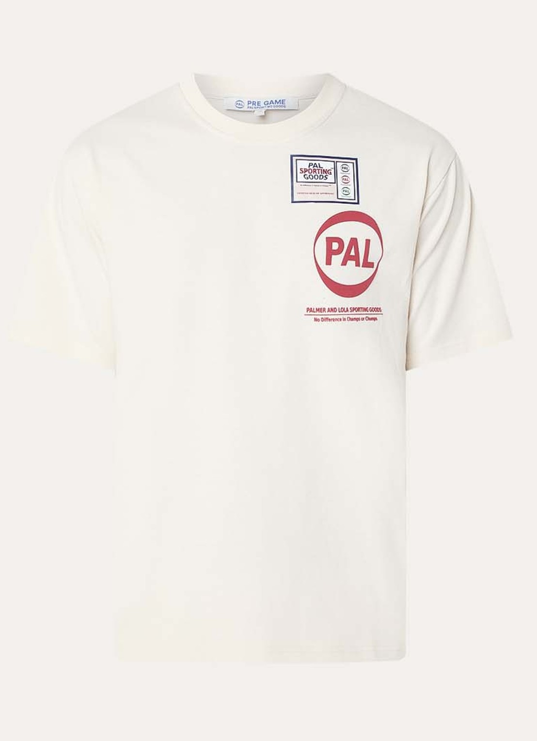 PAL Sporting Goods Pre Game T-shirt met logo- en backprint - voorkant creme