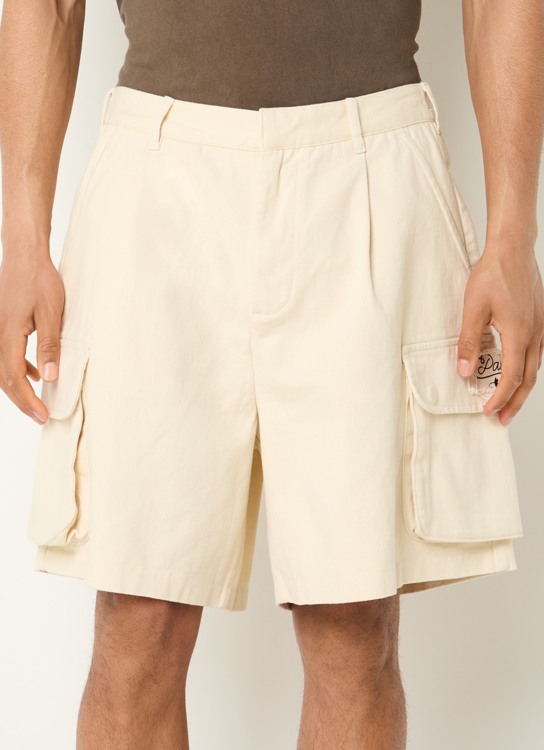 PAL Sporting Goods Straight fit korte broek van denim met gekleurde wassing - detail 4 creme