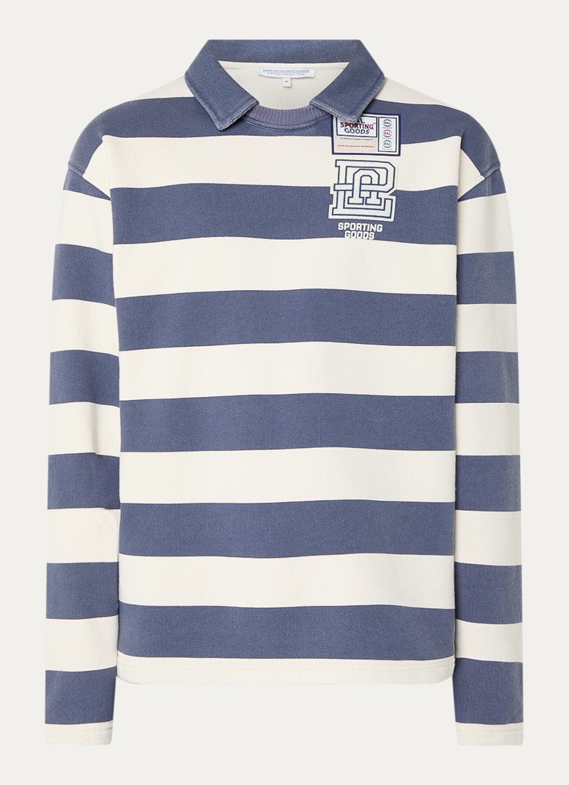 PAL Sporting Goods Sweater met kraag en streepprint - voorkant donkerblauw