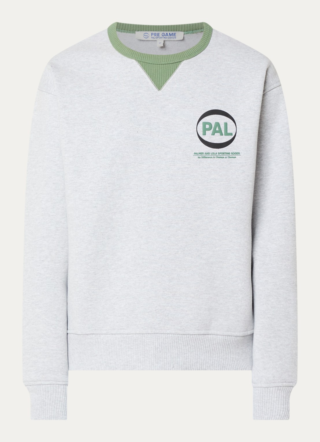 PAL Sporting Goods Sweater met logo - voorkant 3 grijsmele