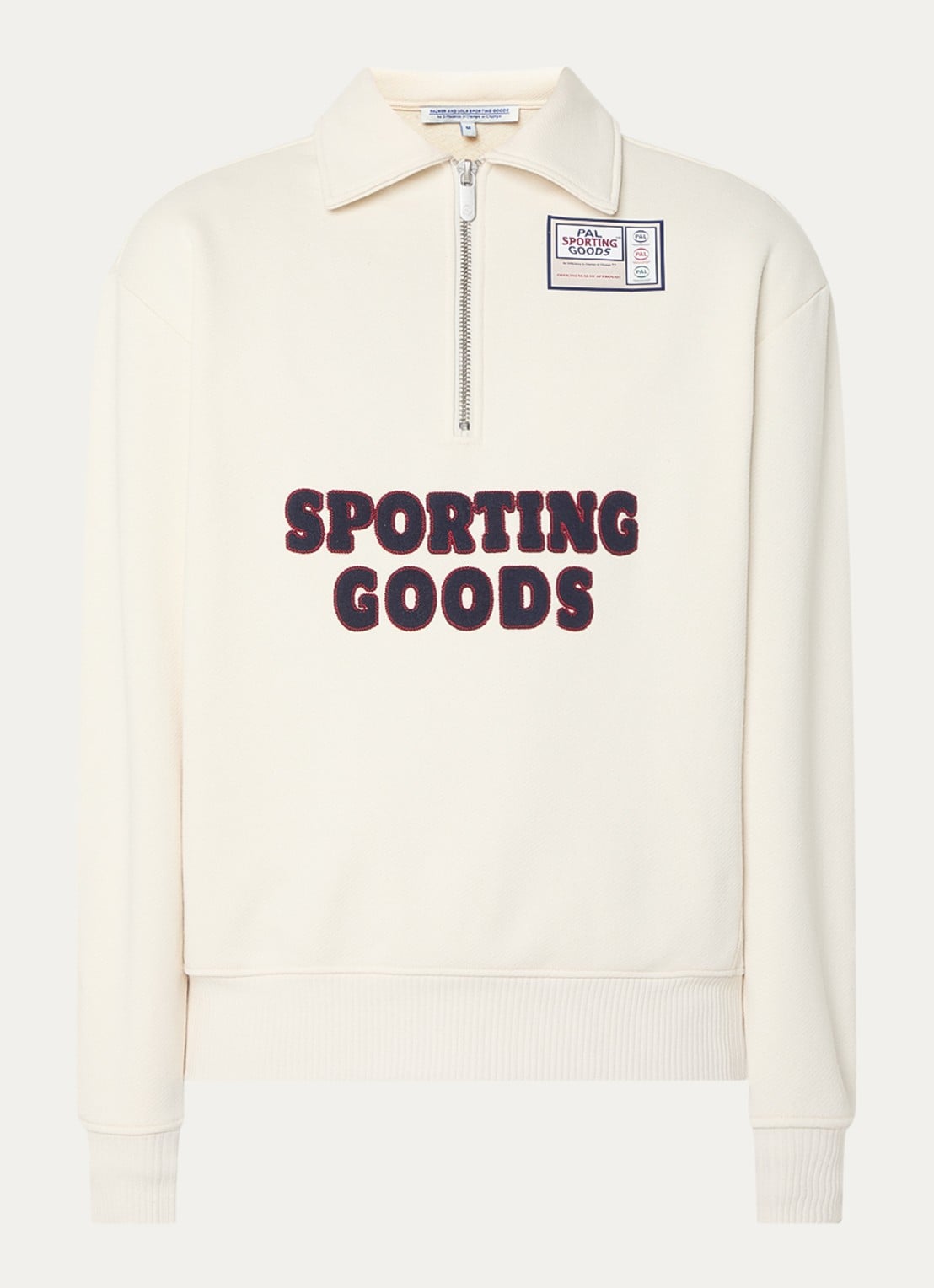 PAL Sporting Goods Swing For The Fences sweater met logoborduring - voorkant 2 gebroken wit