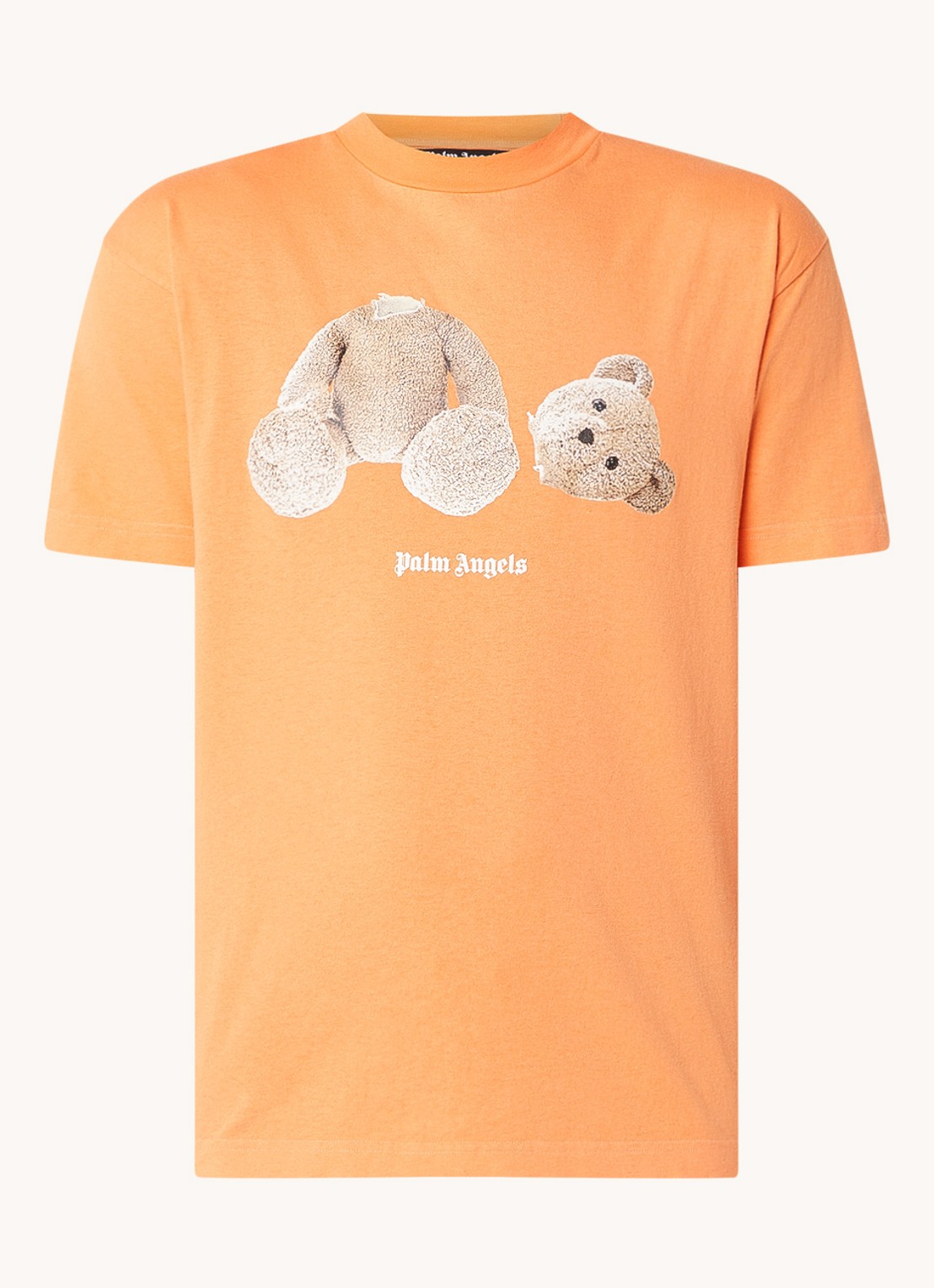 Palm Angels Bear T-shirt met front-en backprint - voorkant oranje